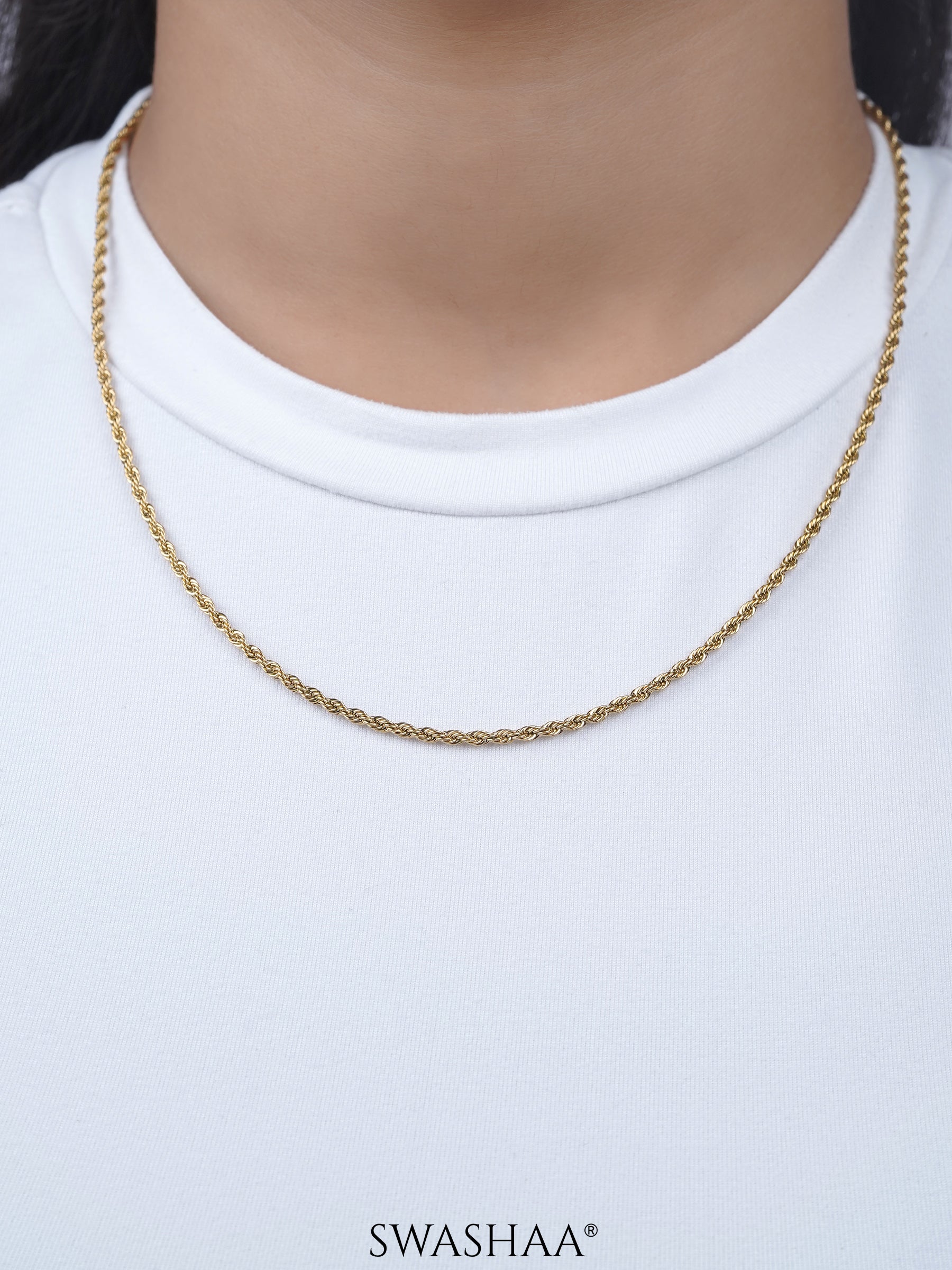 Rope Twisted Texture 18K Gold Plated Women's Chain