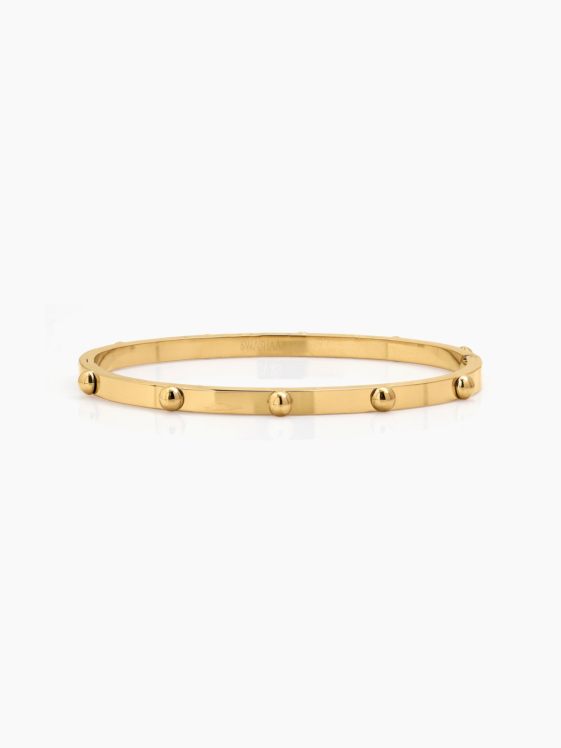 Rosina Orb Dot 18K Gold Plated Band Bangle Women's Solid Bracelet