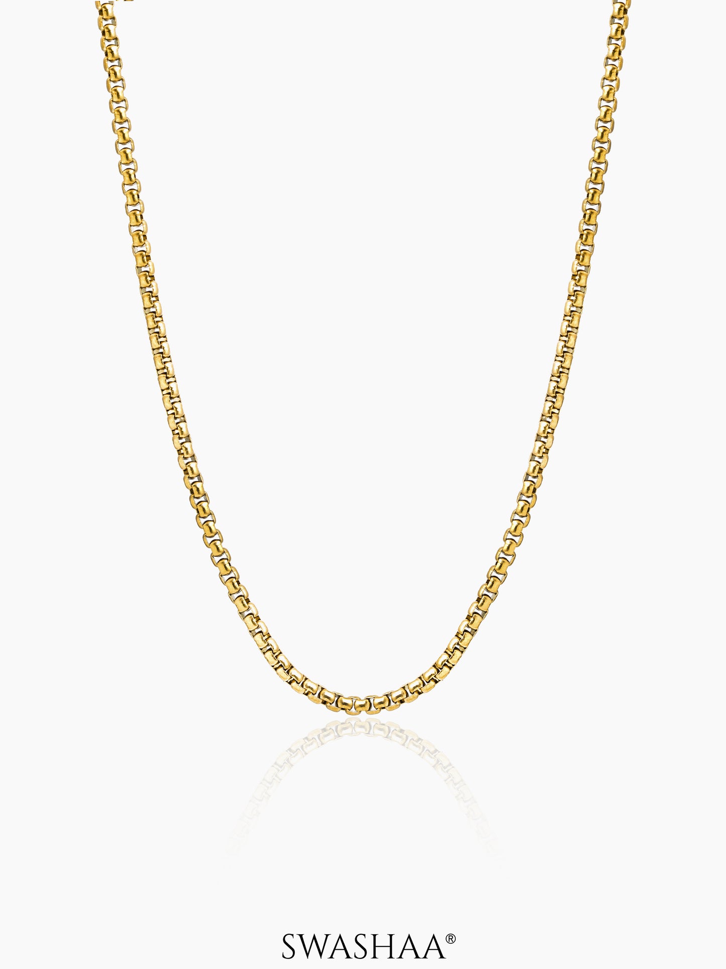 Round Box 18K Gold Plated 3 MM Men's Chain