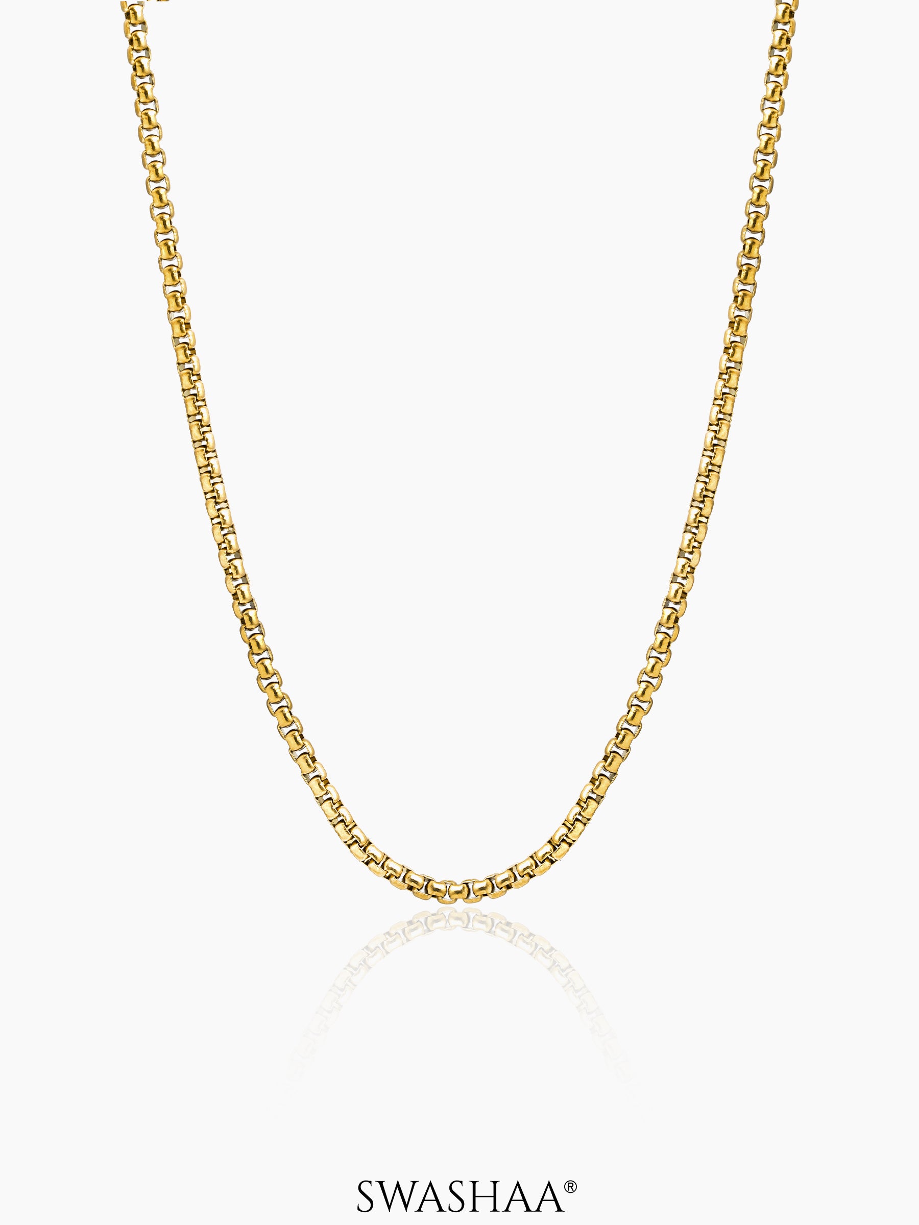 Round Box 18K Gold Plated 3 MM Men's Chain
