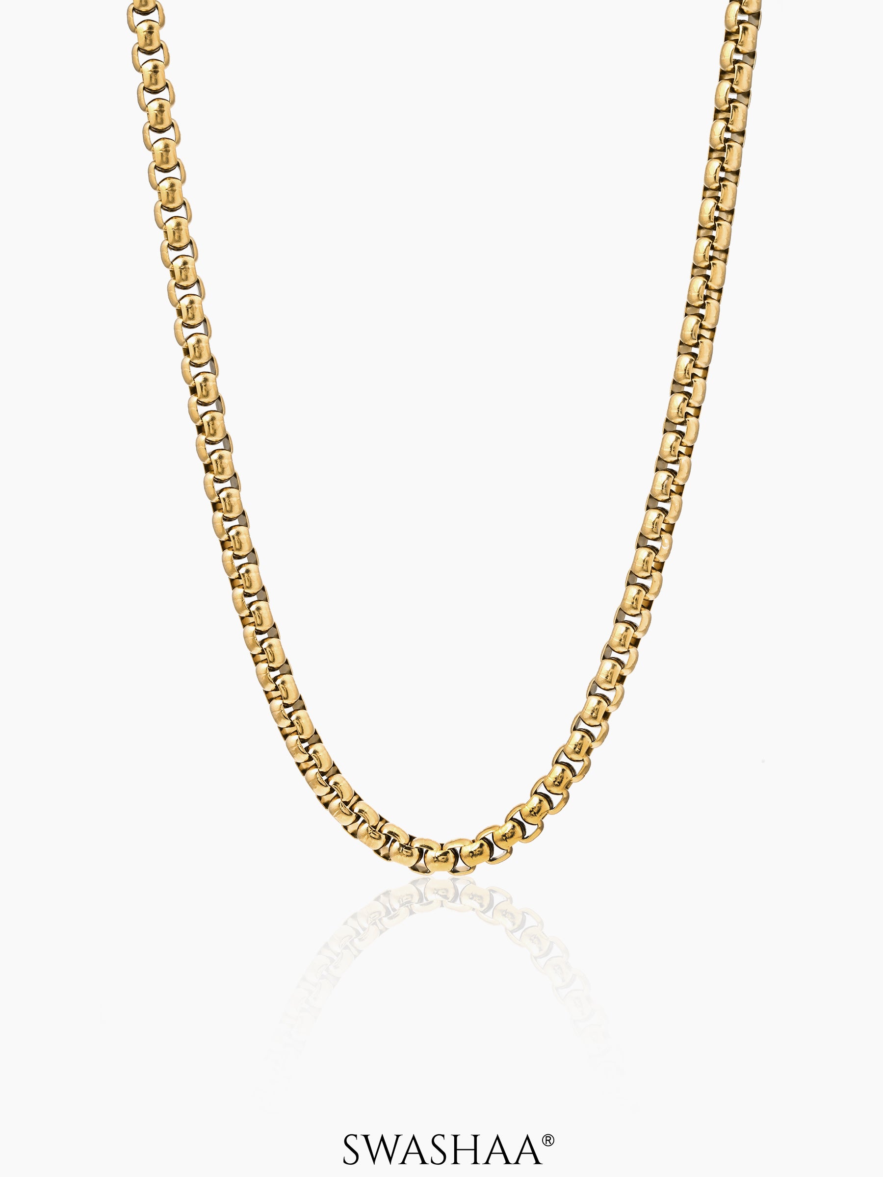 Round Box 18K Gold Plated 5 MM Men's Chain