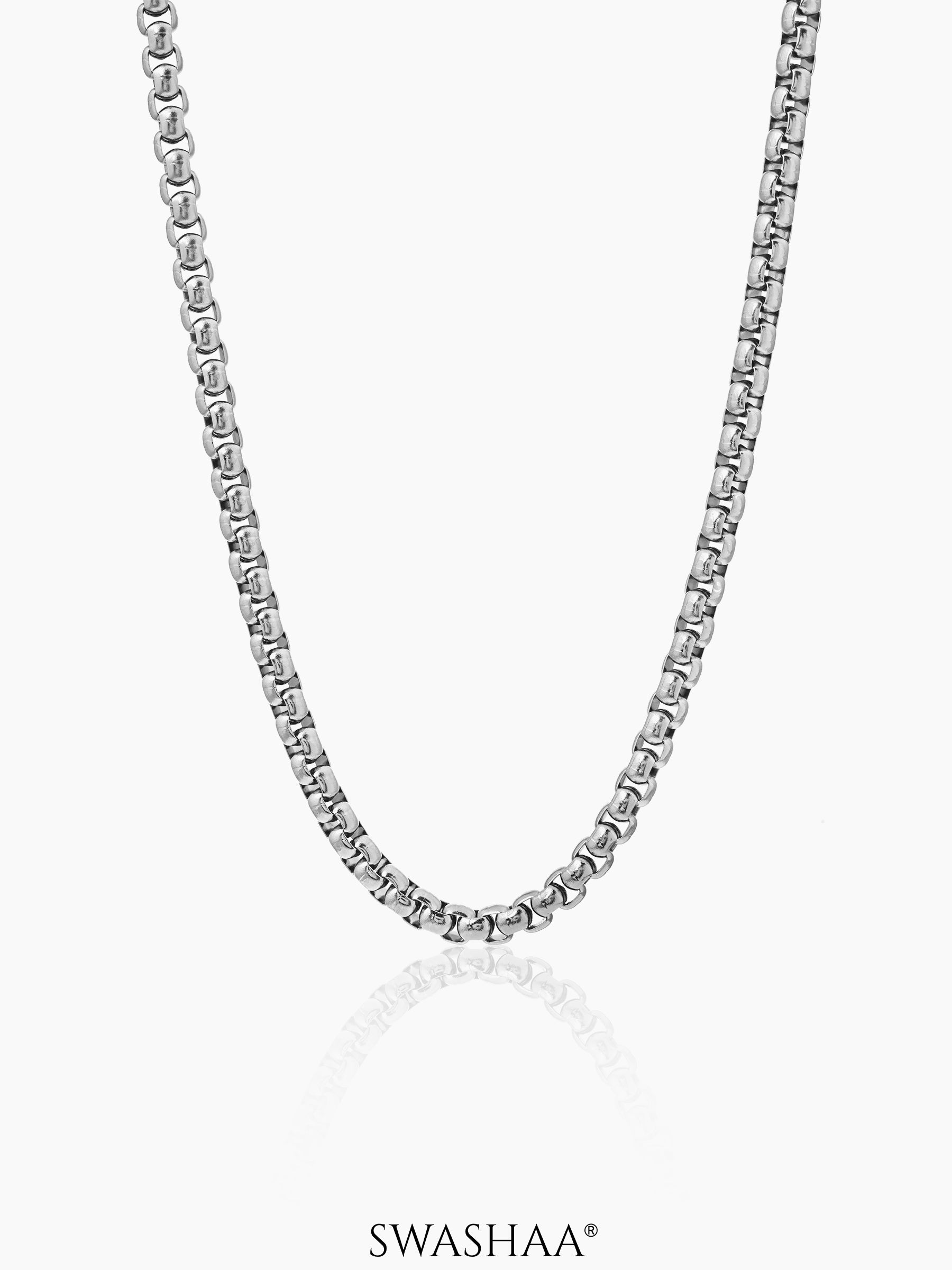 Round Box Silver 5 MM Men's Chain