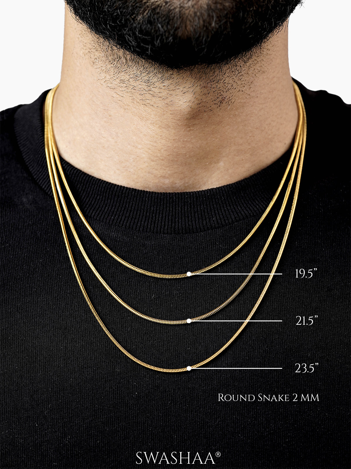 Round Snake 18K Gold Plated Men's Chain