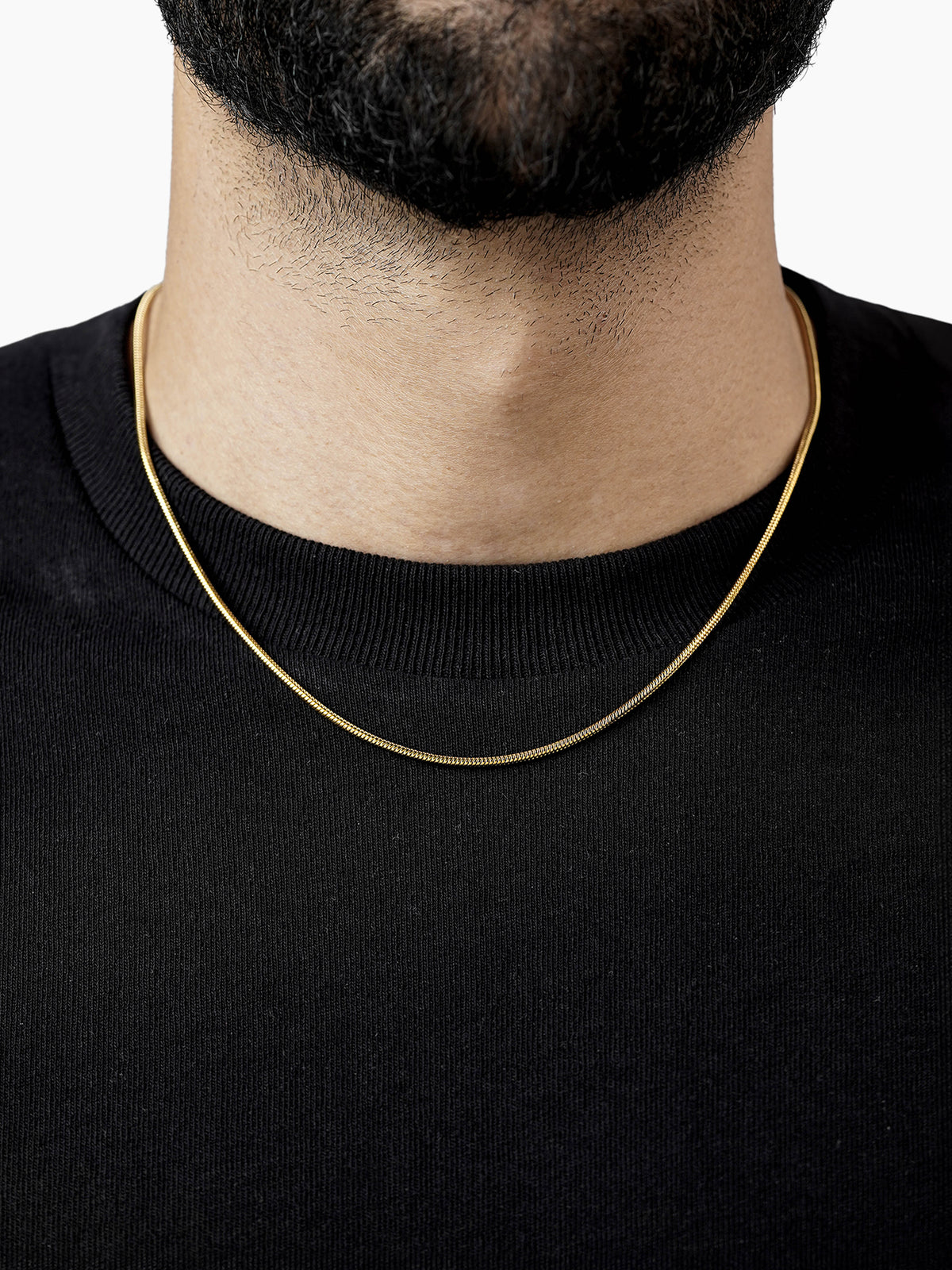 Round Snake 18K Gold Plated 2 MM Men's Chain