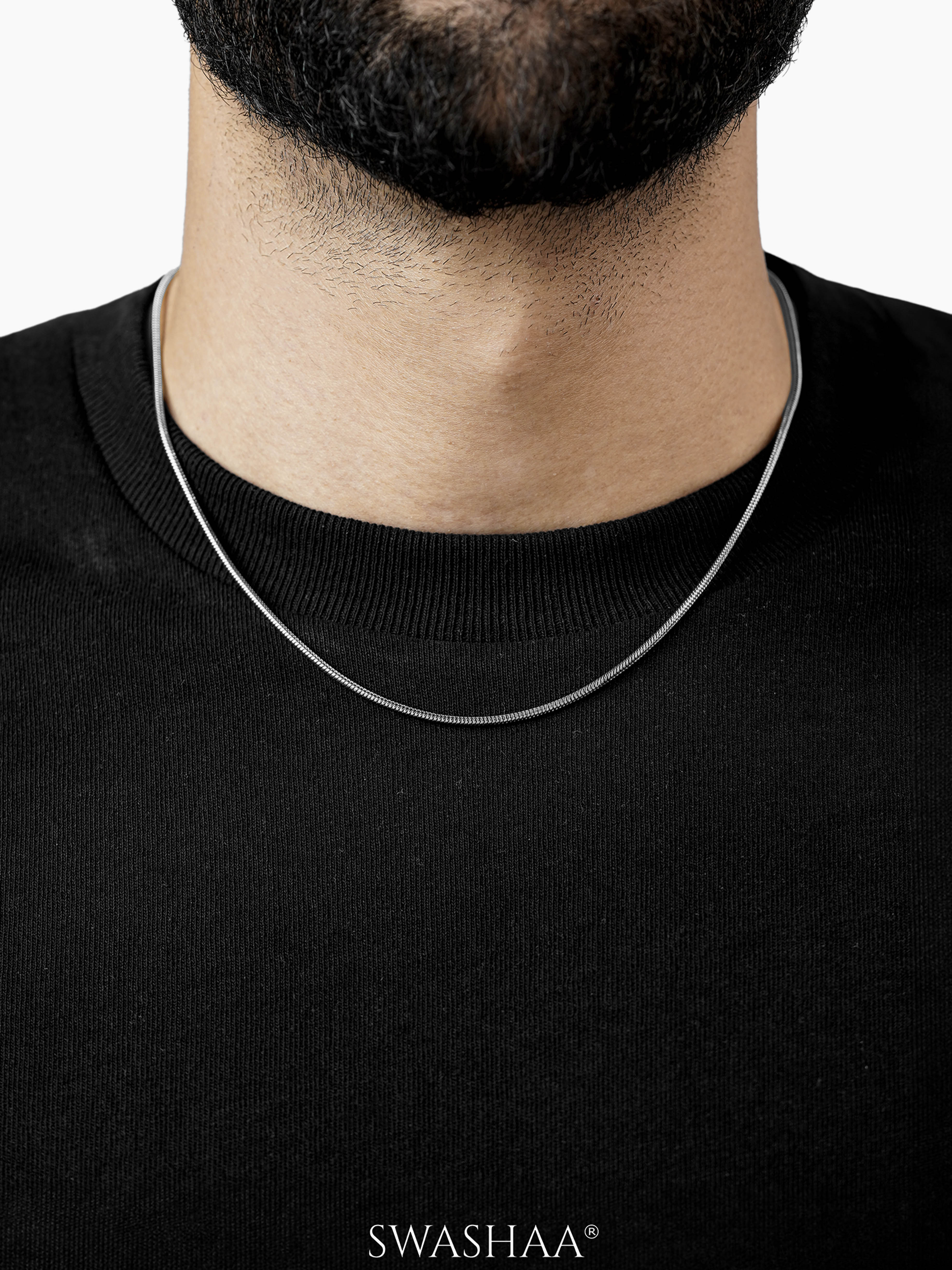 Round Snake Silver 2 MM Men's Chain