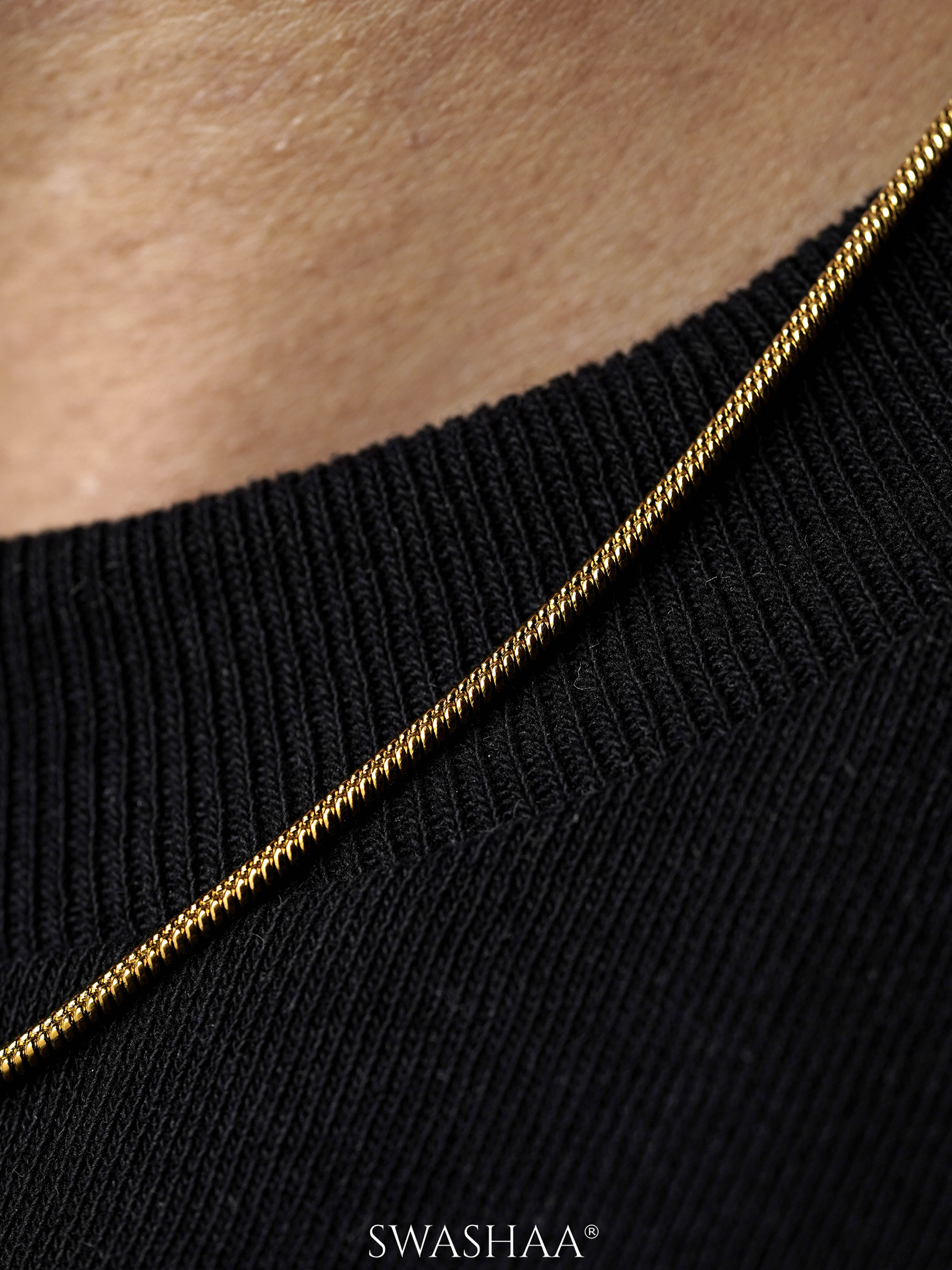 Round Snake 18K Gold Plated 2 MM Men's Chain
