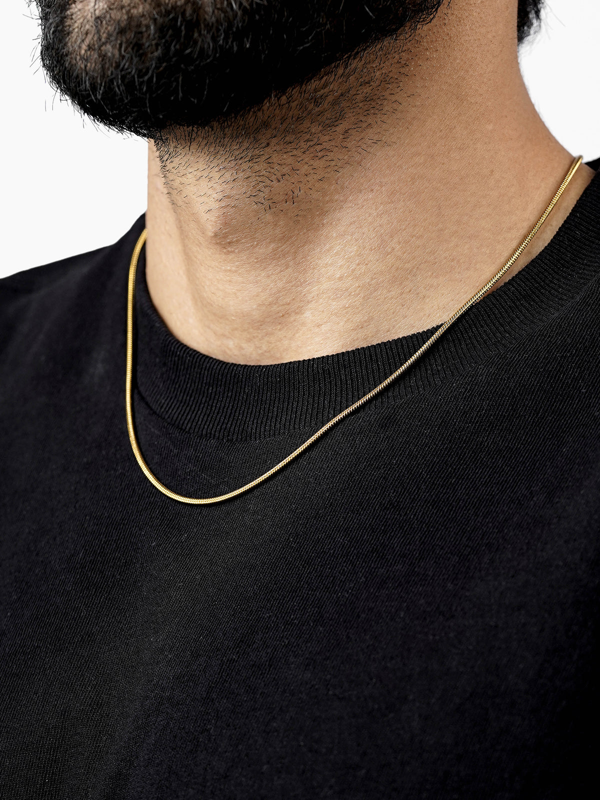 Round Snake 18K Gold Plated 2 MM Men's Chain