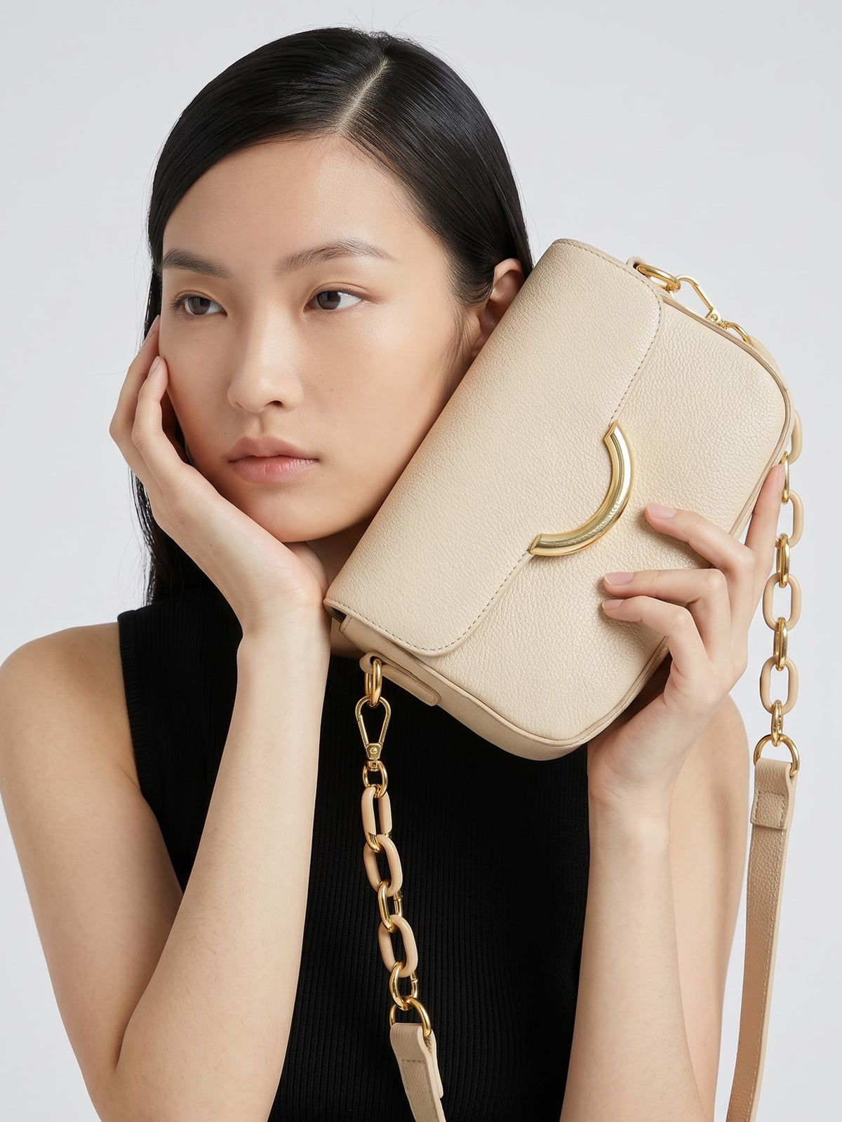 Rovena Beige Luxe Sling Bag - Swashaa