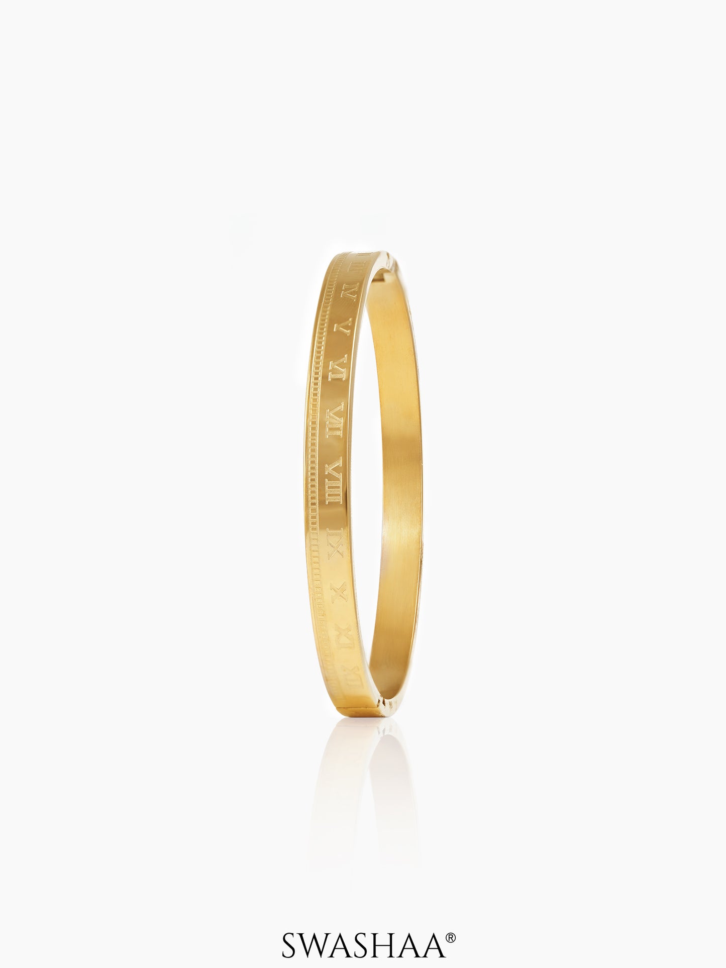 Royal Roman Numerals 18K Gold Plated Band Bracelet