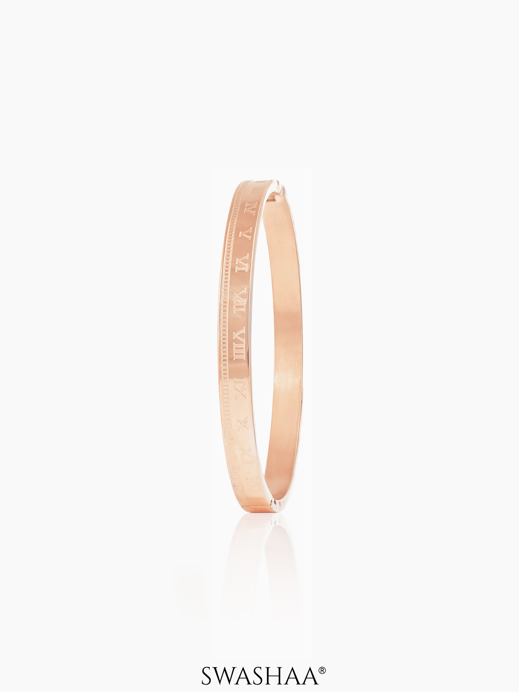 Royal Roman Numerals Rosegold Plated Band Bracelet