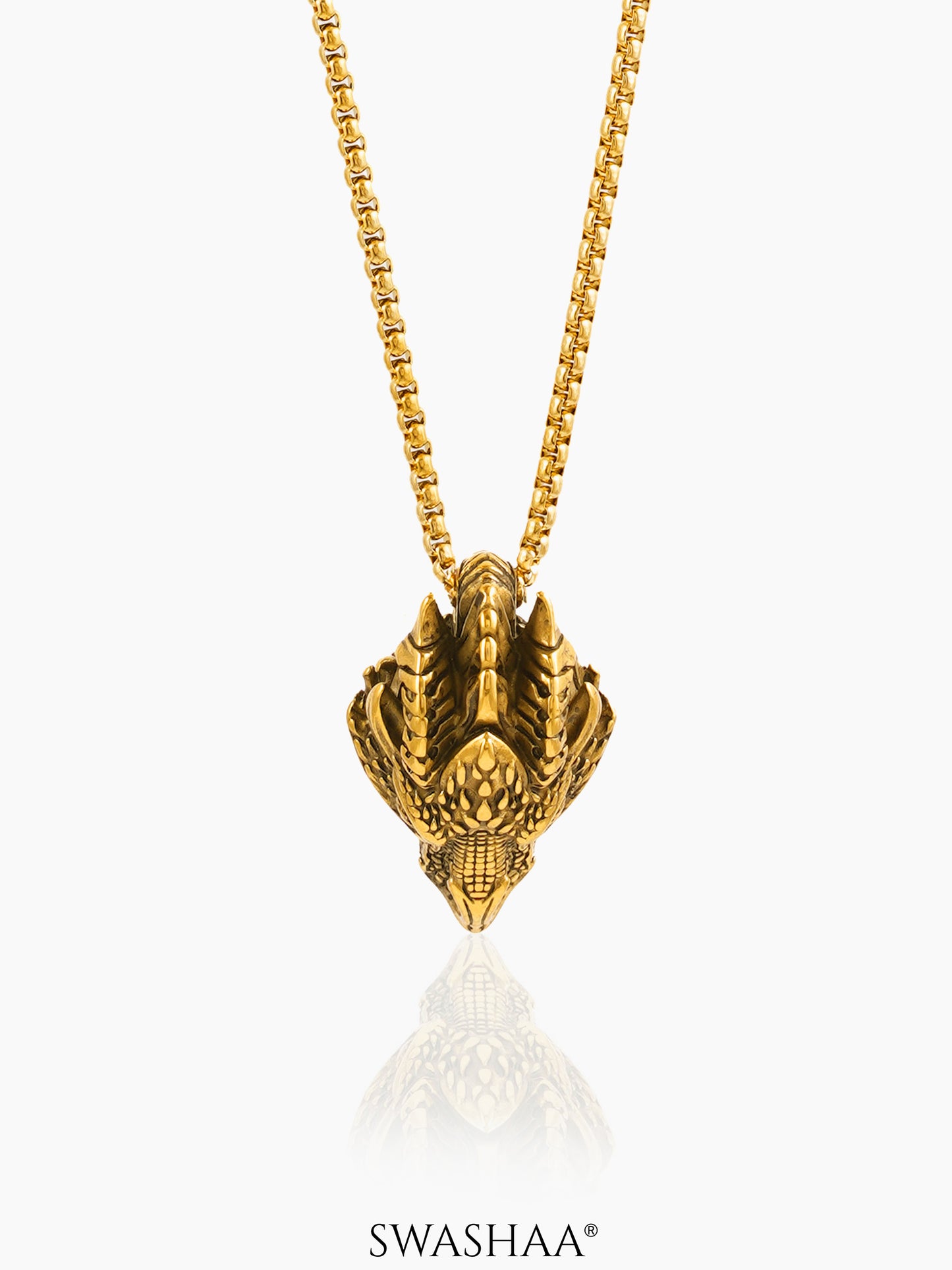 Rusty Cayote Dragon 18K Gold Plated Men's Chain Pendant