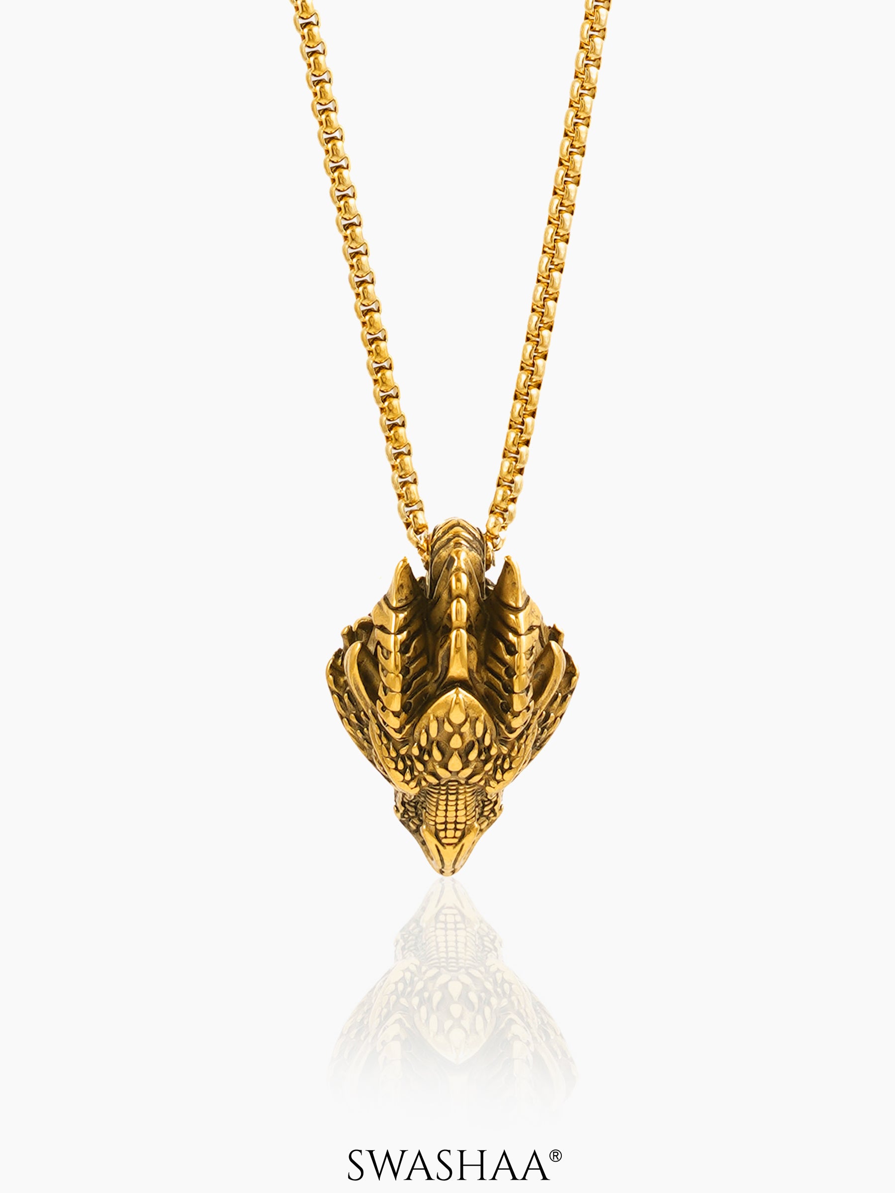 Rusty Cayote Dragon 18K Gold Plated Men's Chain Pendant