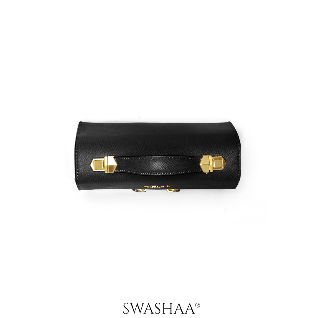 Saanvi Black Leather Sling Bag