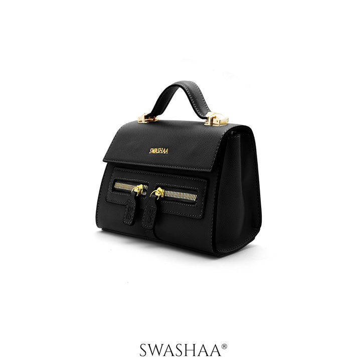 Saanvi Black Leather Sling Bag