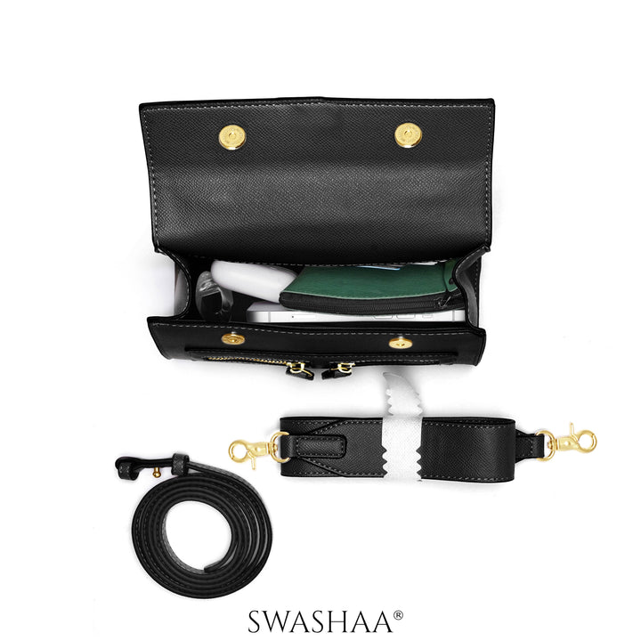 Saanvi Black Leather Sling Bag
