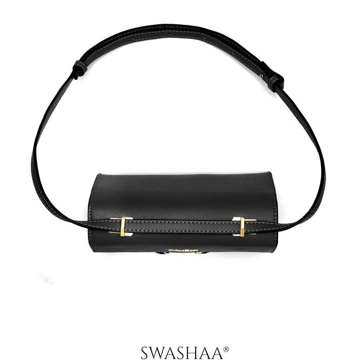 Saanvi Black Leather Sling Bag