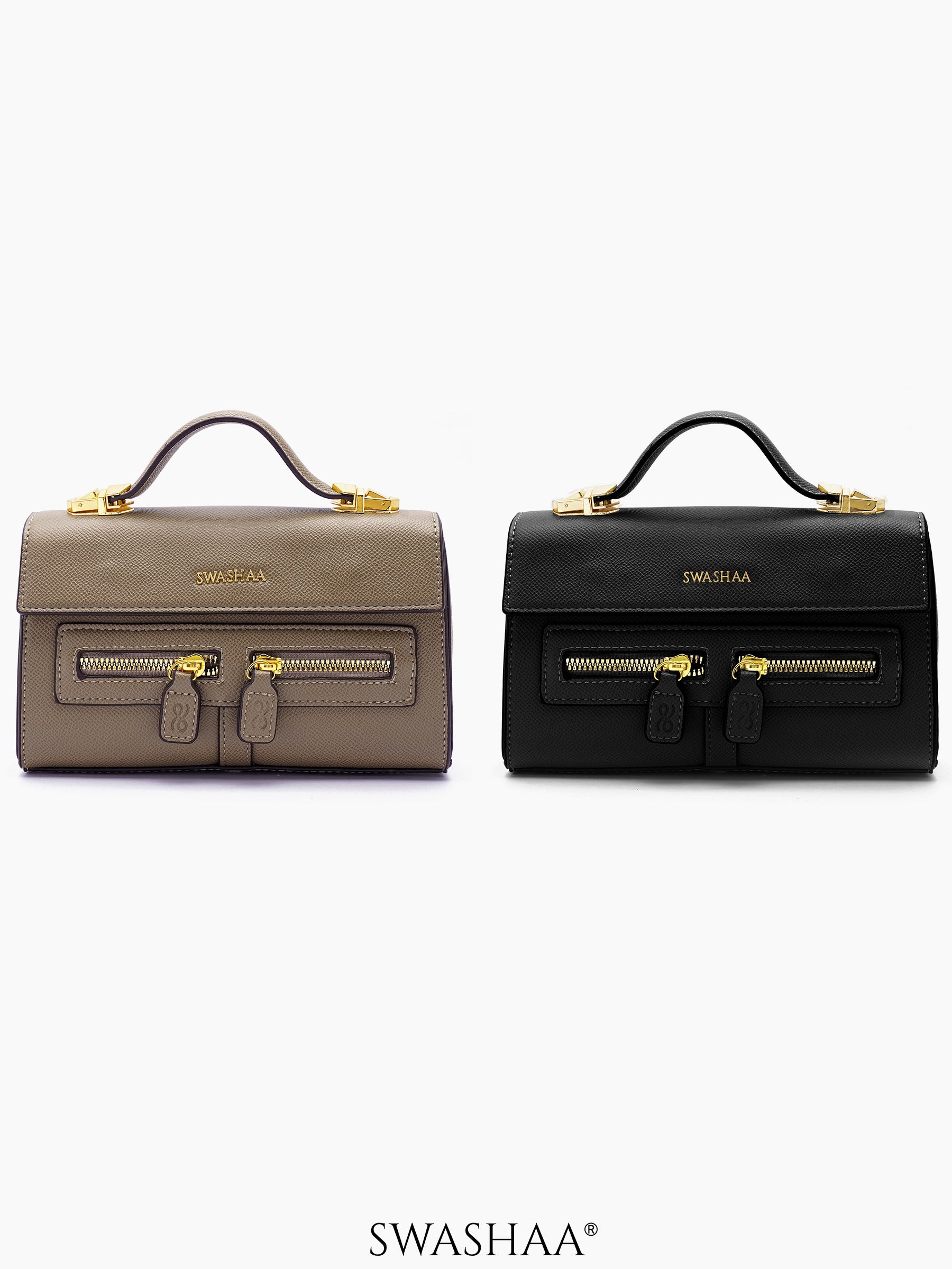 Saanvi Black Brown Women's Leather Sling Bag