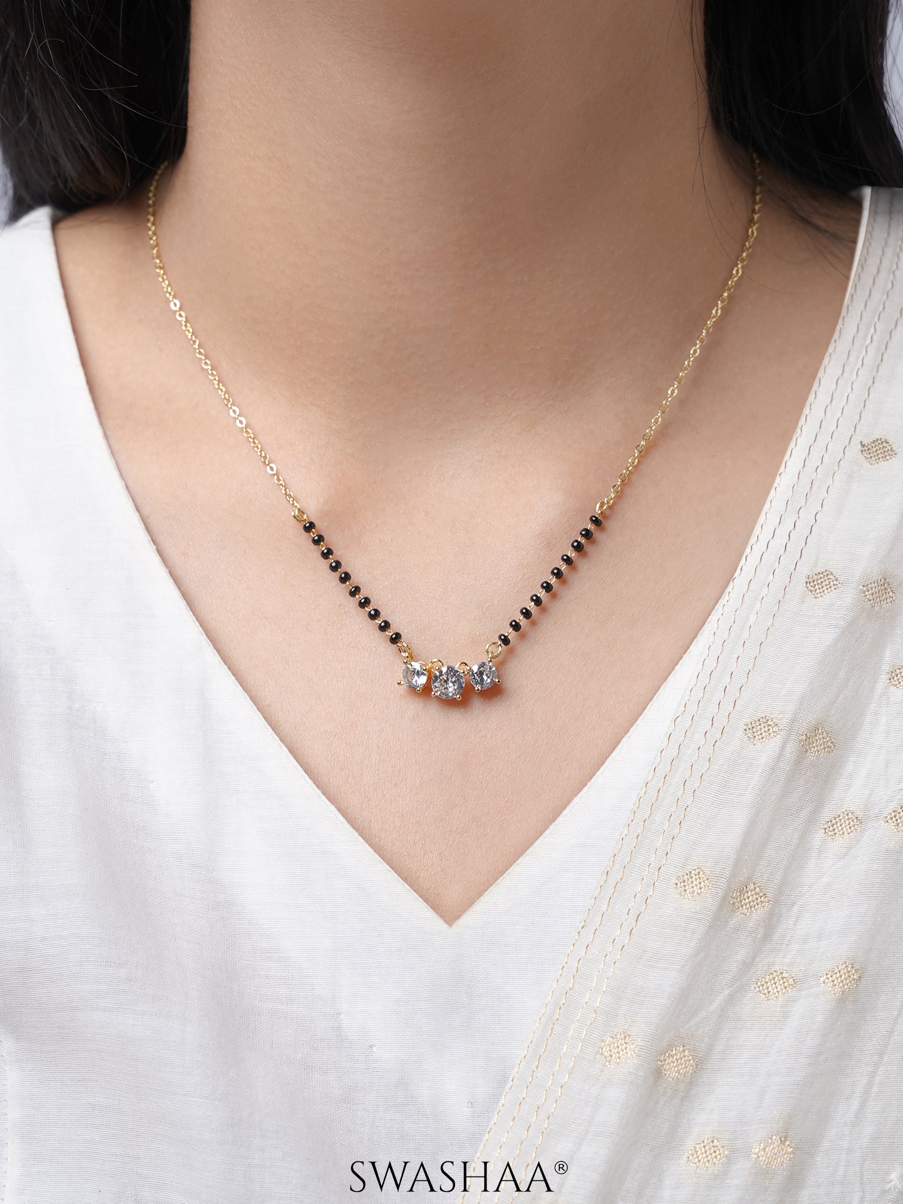 Saanvi Solitaire 18K Gold Plated Mangalsutra