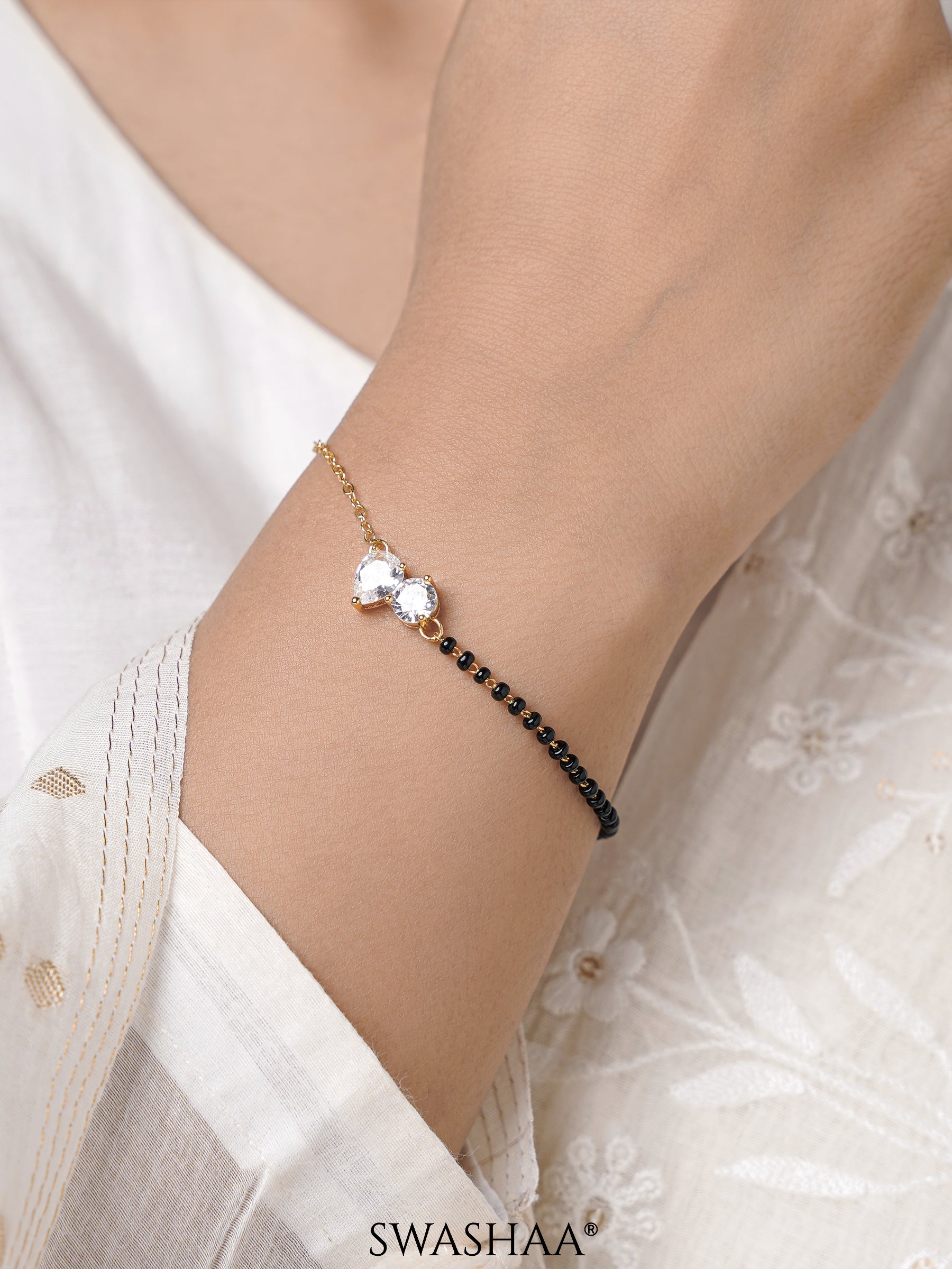 Saanvi Dual Diamond Solitaire Mangalsutra Bracelet