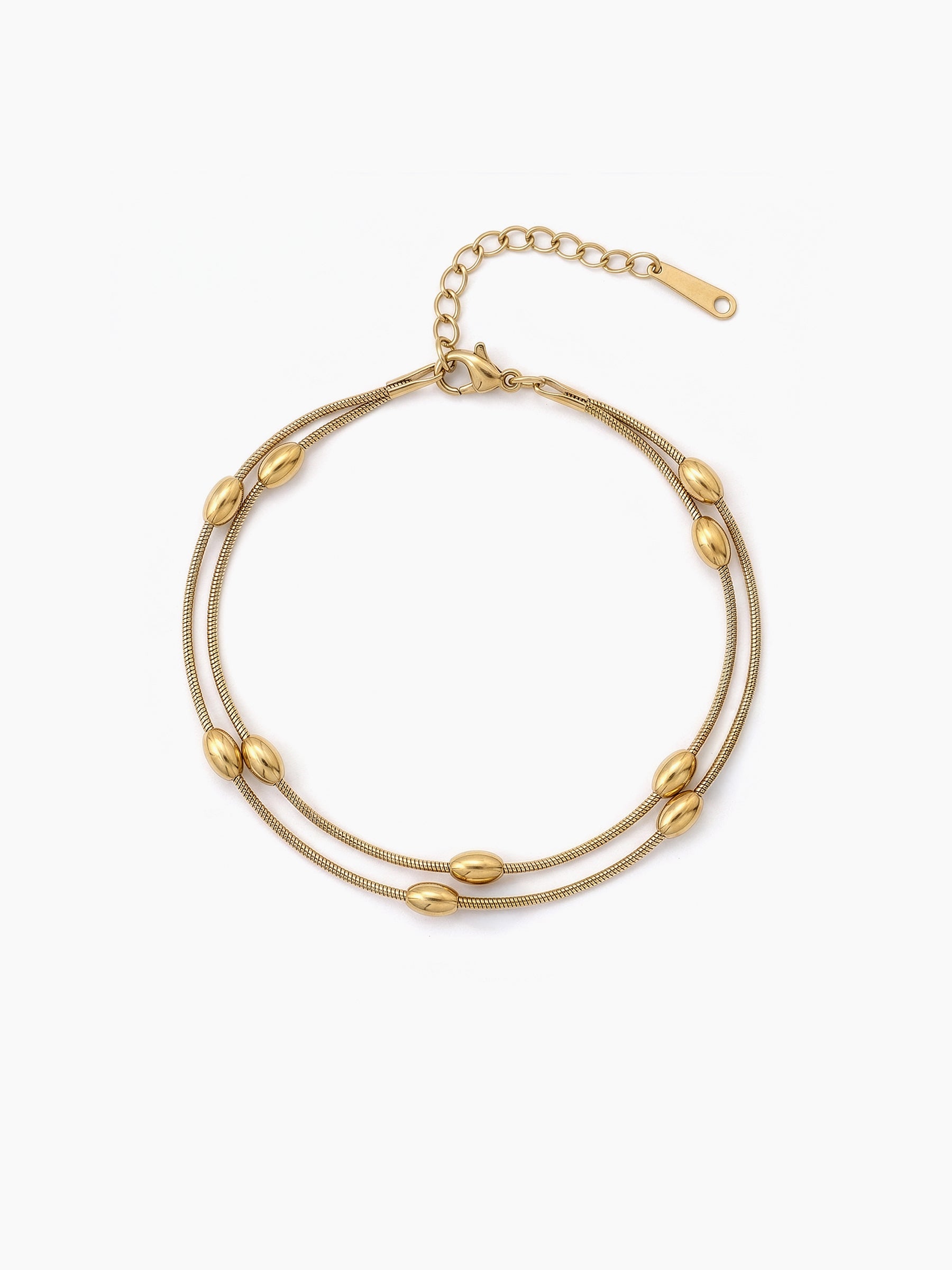 Safina layered Beaded 18K Gold Plated Women's Anklets