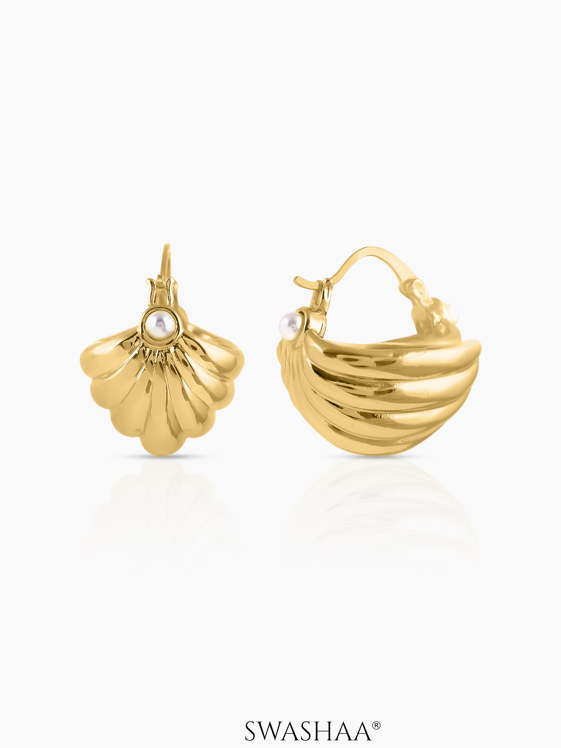 Salem Pearl 18K Gold Plated Hoop Earrings