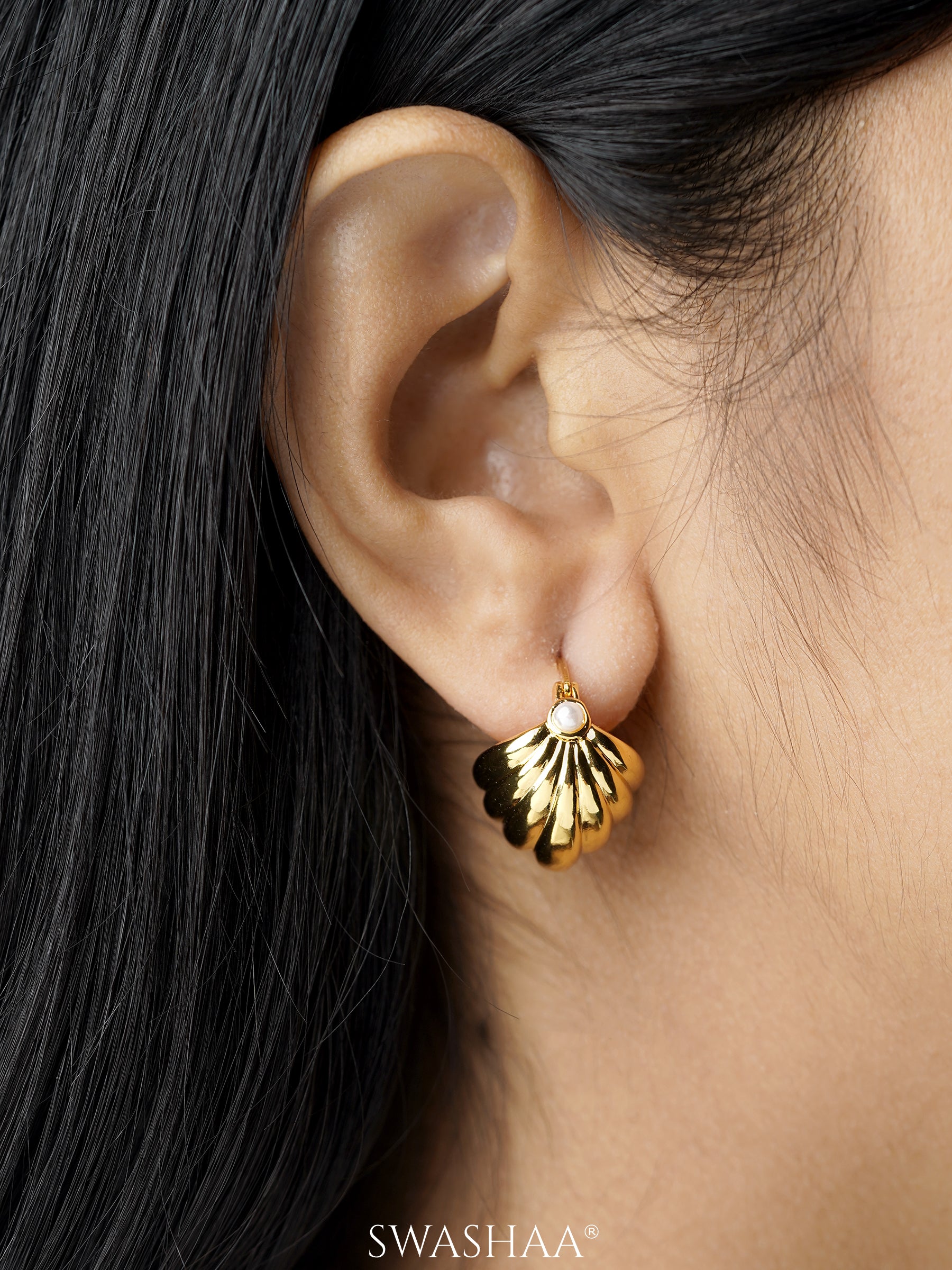 Salem Pearl 18K Gold Plated Hoop Earrings