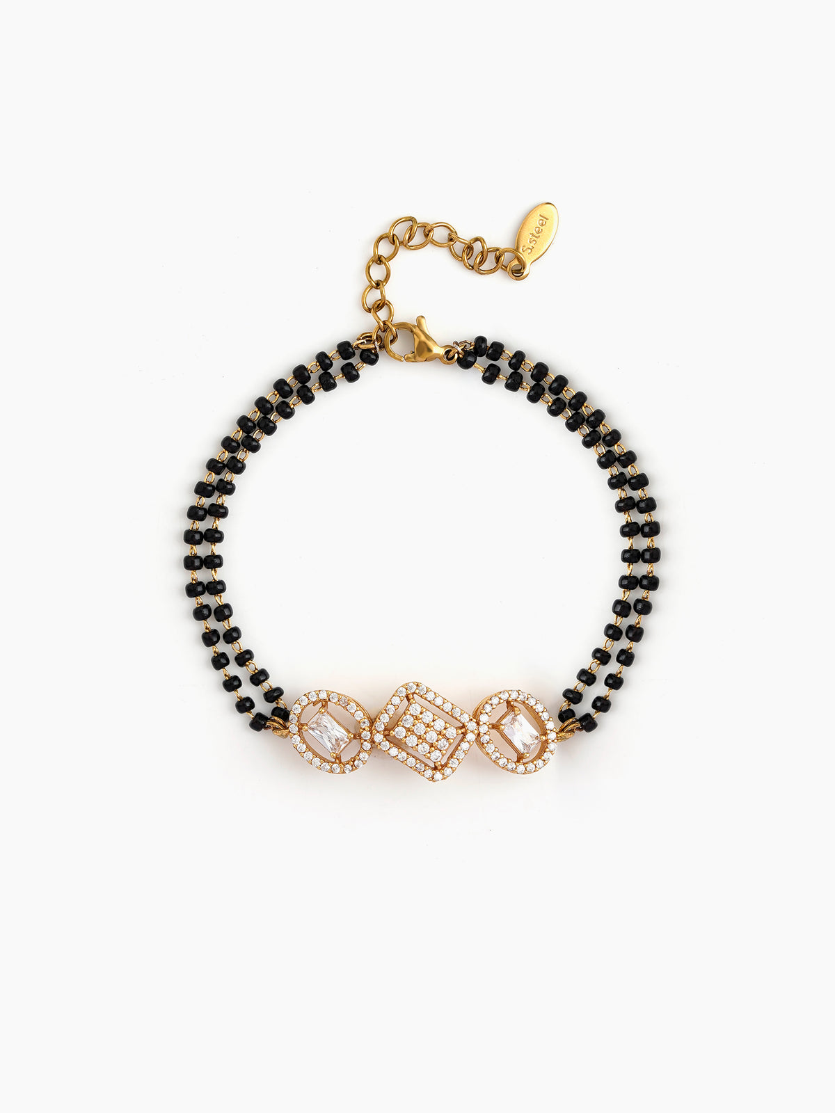Sanjana Diamond Solitaire 18K Gold Plated Women's Mangalsutra Bracelet