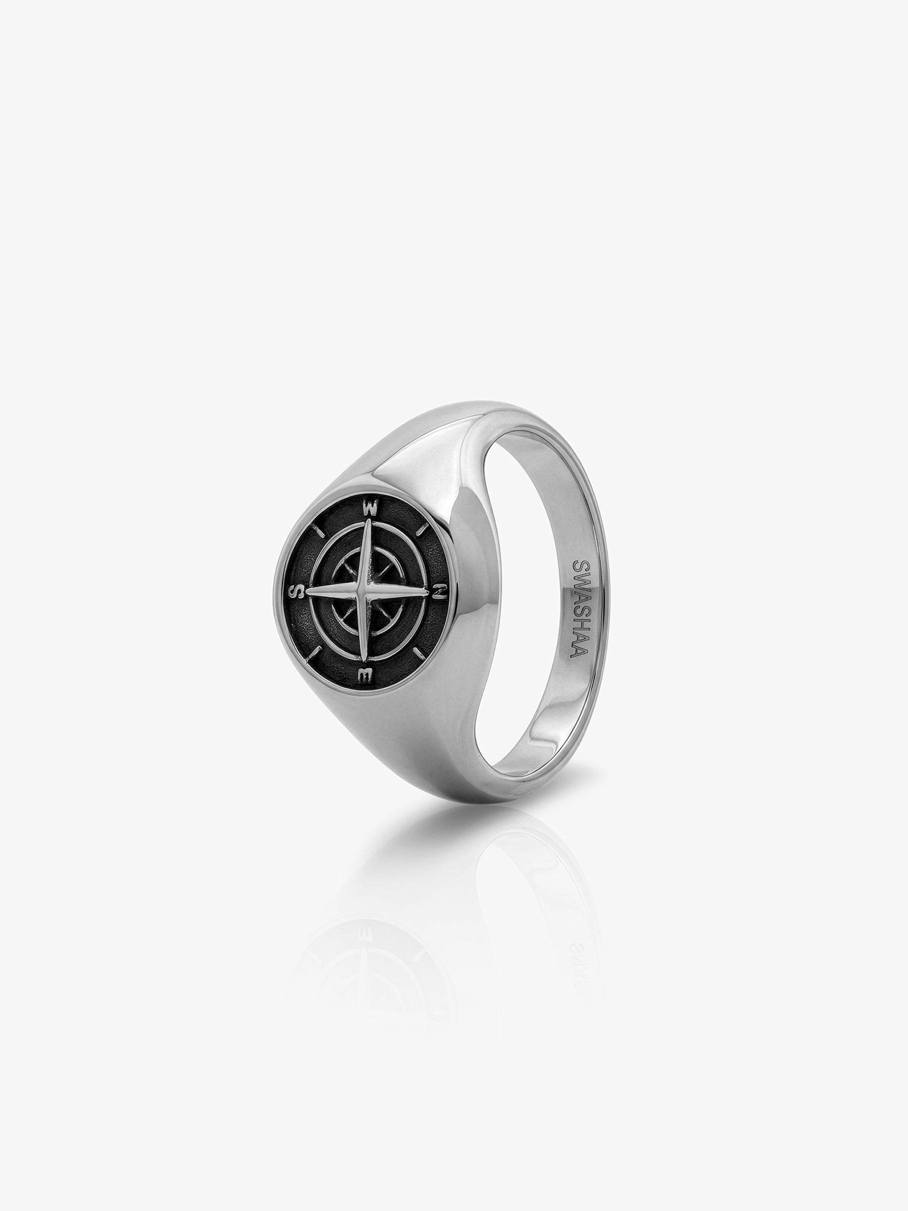 Saren Orbit Silver Signet Men's Rings - Swashaa