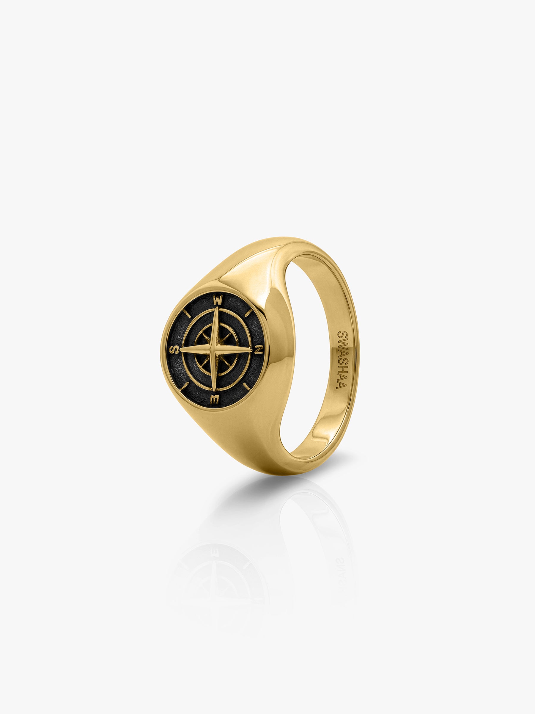 Saren Orbit 18K Gold Plated Signet Men's Rings - Swashaa