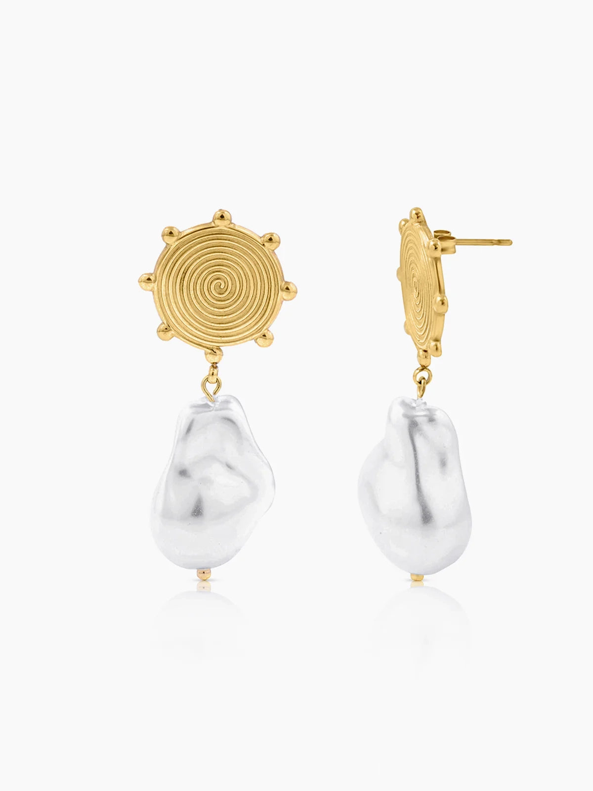 Sarina Sunbrust Baroque Pearl 18K Gold Plated Drop Earrings