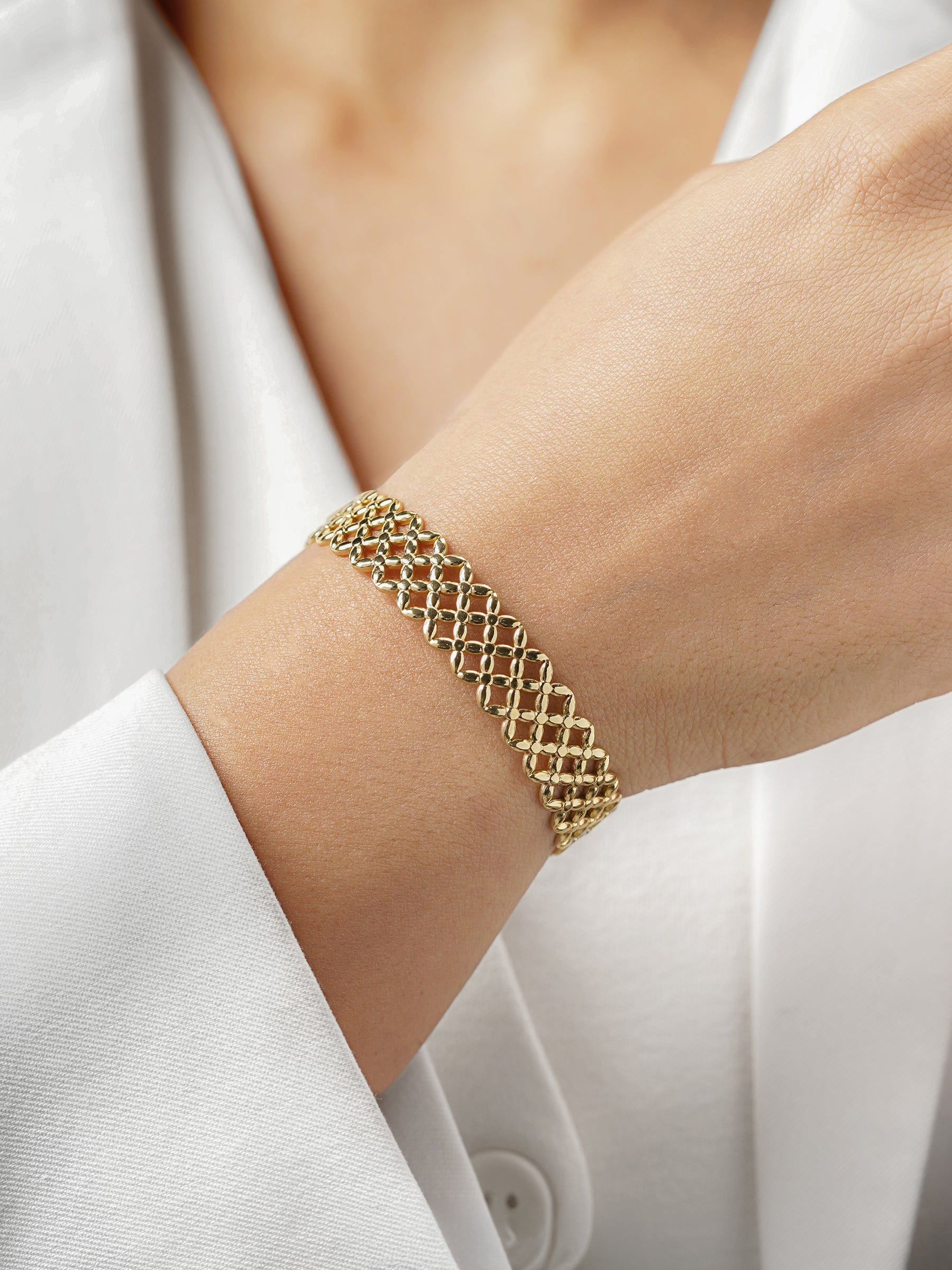 Scarlet Cross Patterned Hollow 18K Gold Plated Cuff Bracelet
