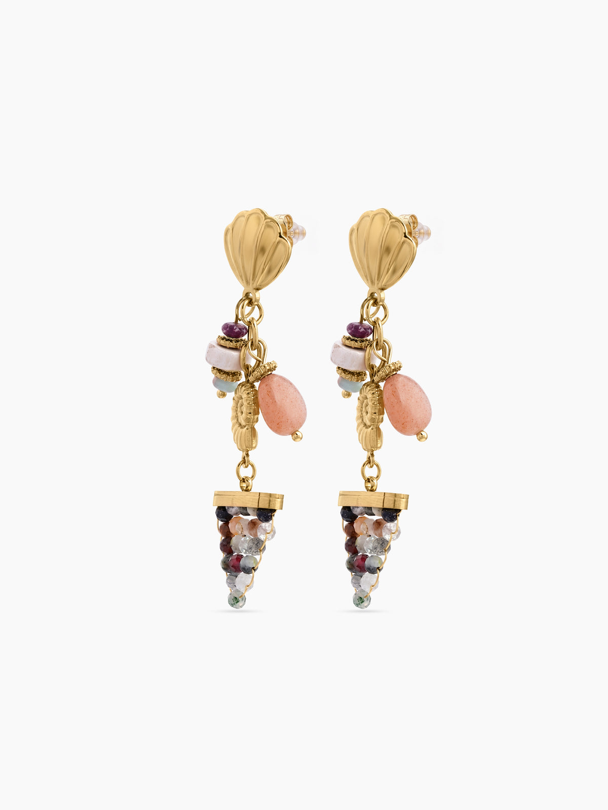 Scottie Ocean Shell, Conch Shell, Muticolor Charms 18K Gold Plated Women's Stud Earrings