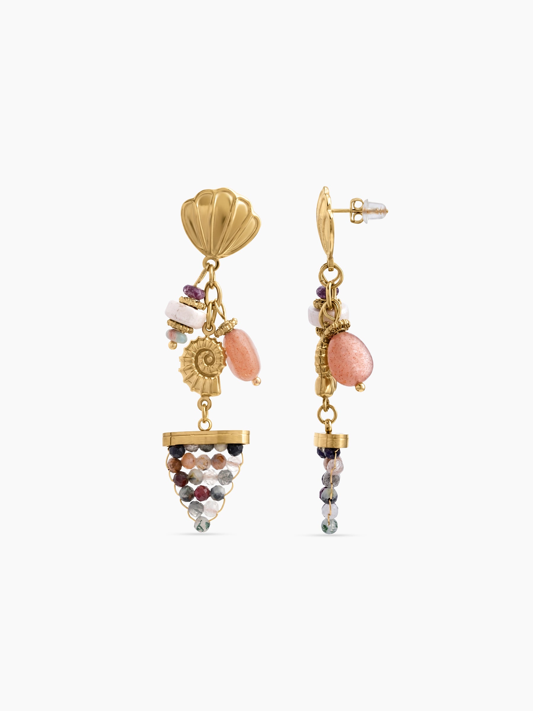 Scottie Ocean Shell, Conch Shell, Muticolor Charms 18K Gold Plated Women's Stud Earrings