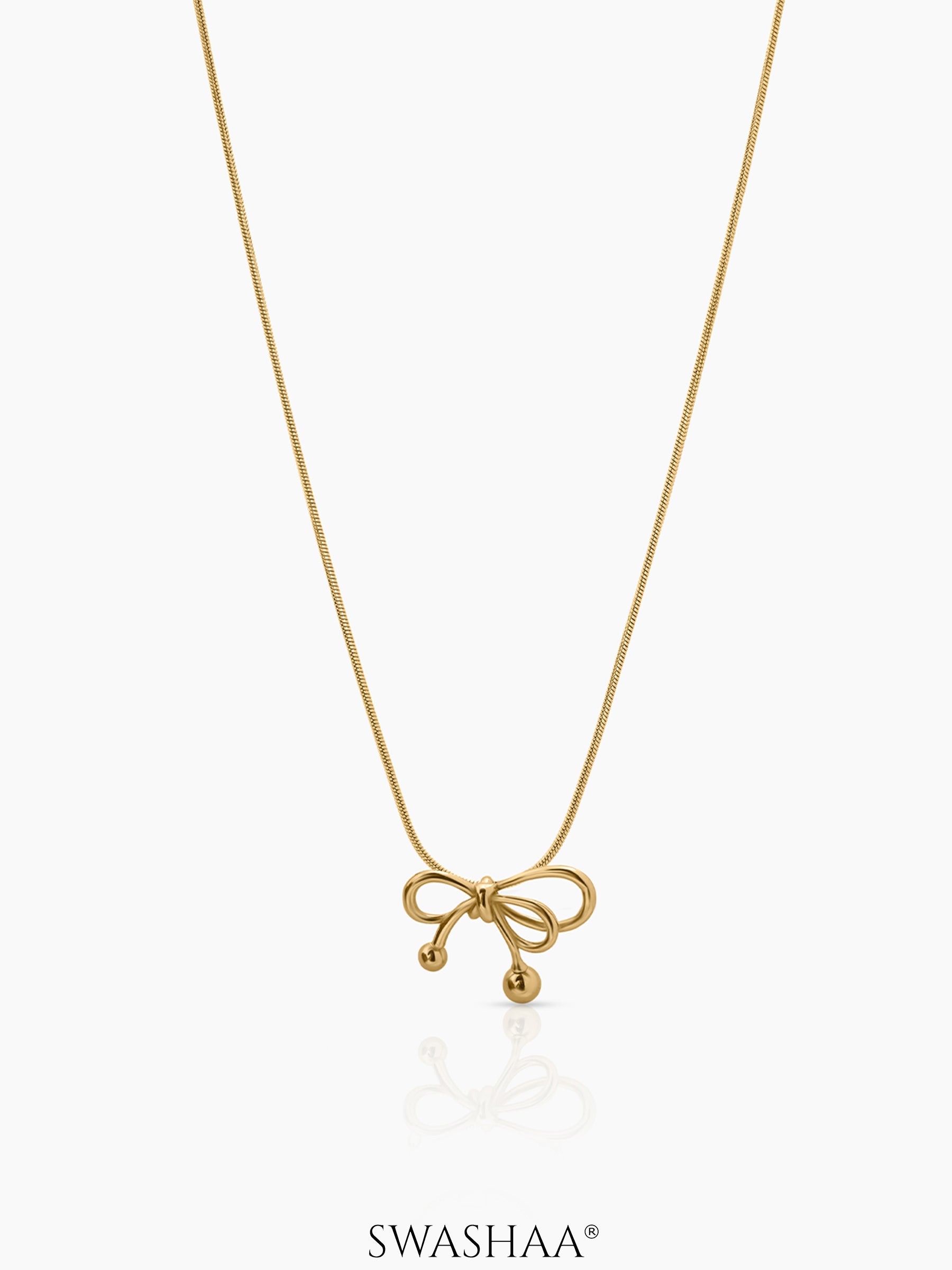 Selina Bow Charm Necklace - Swashaa