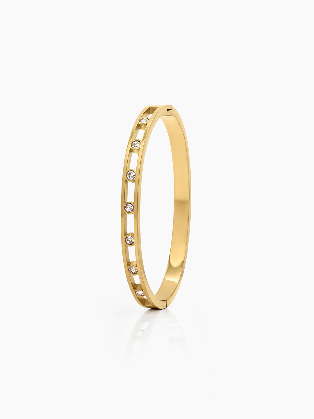 Selira Diamond Solitaire 18K Gold Plated Women's Solid Band Bracelet
