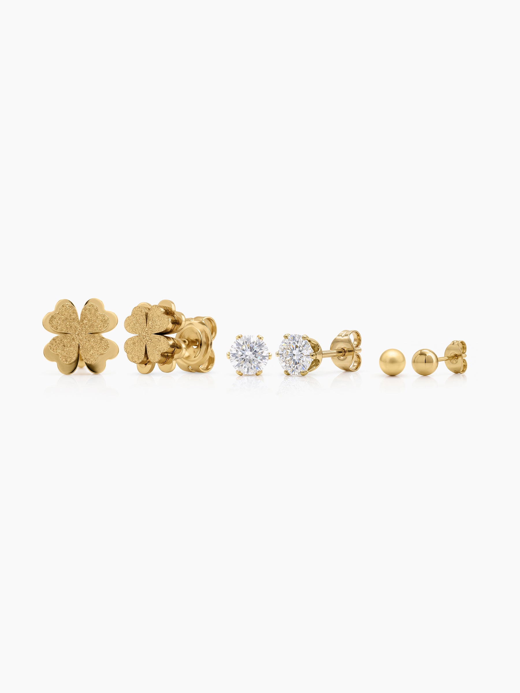 Selkia Floral Diamond Bead 18K Gold Plated Women's Earring Set