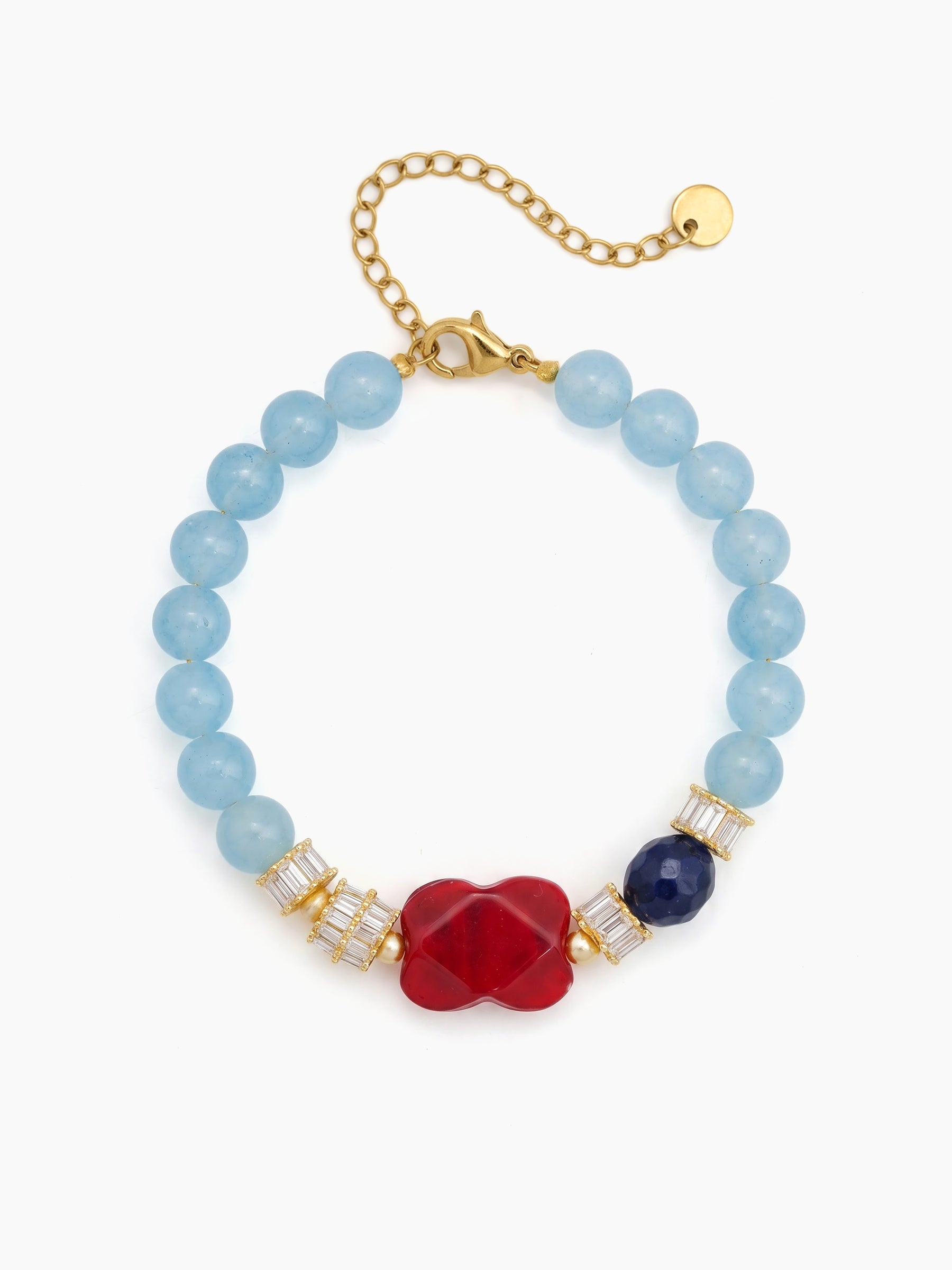 Selo Sky Blue Red Dark Blue Gold Women's Beaded Bracelet