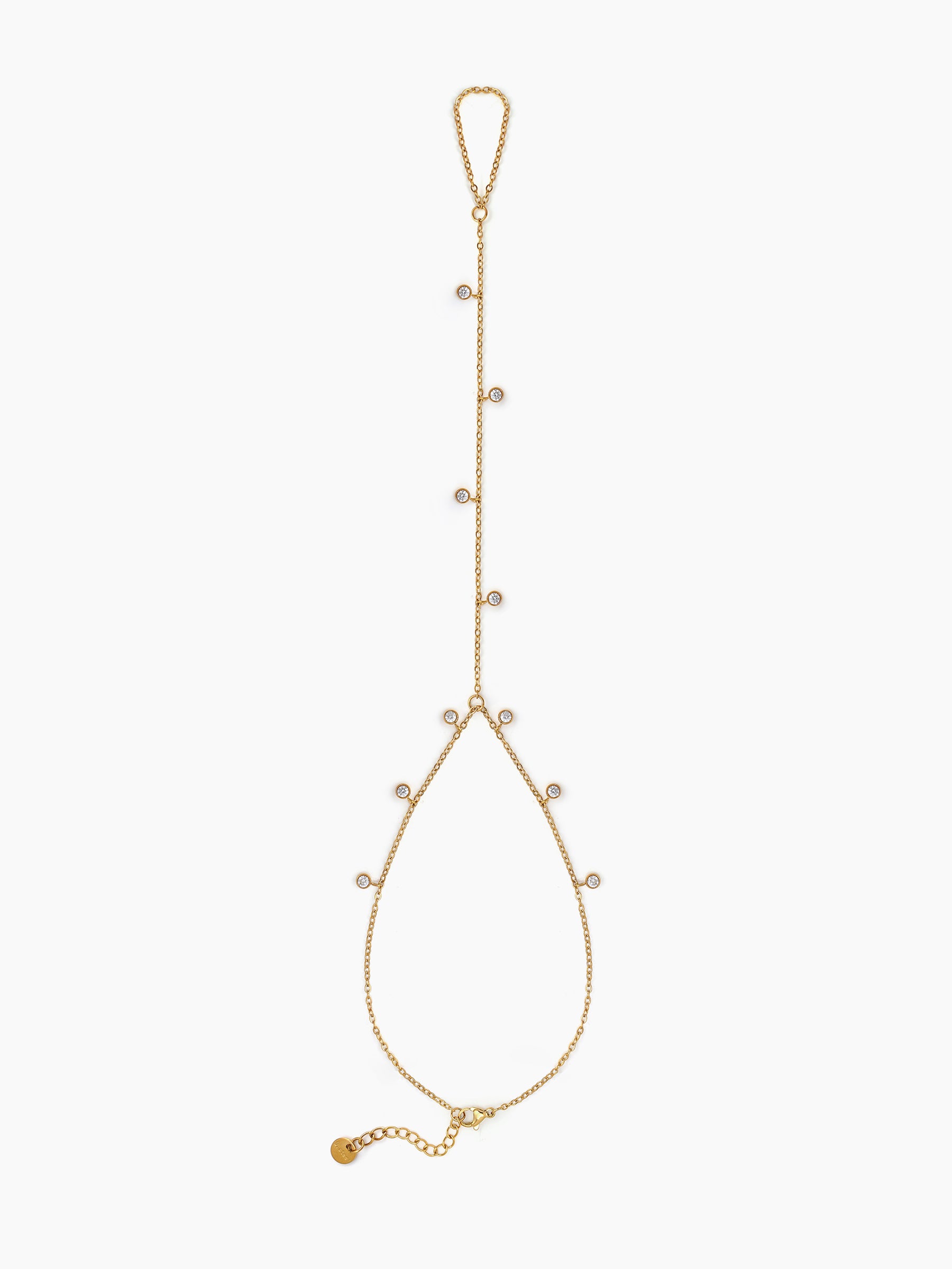 Selvya Diamond Solitaire Drop 18K Gold Plated Ring Bracelet
