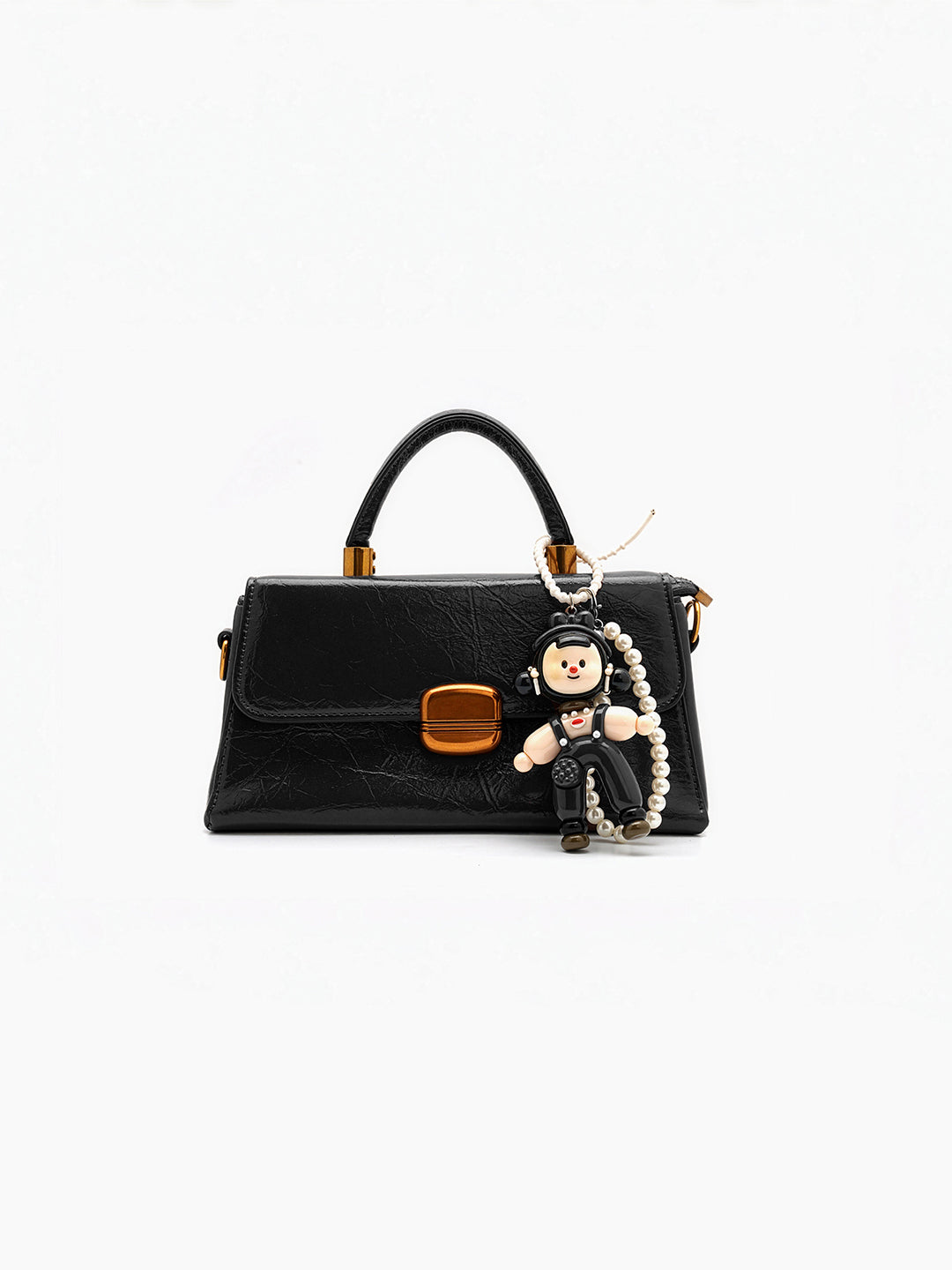 Serena Black Gloss Leather Mini Bag - Swashaa