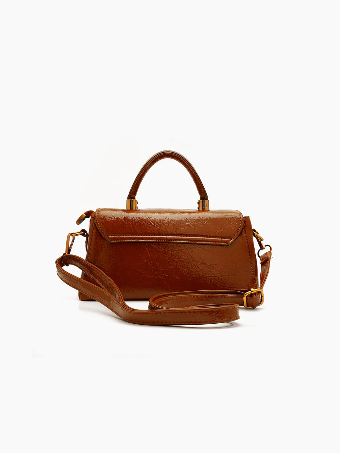 Serena Brown Gloss Leather Mini Bag - Swashaa