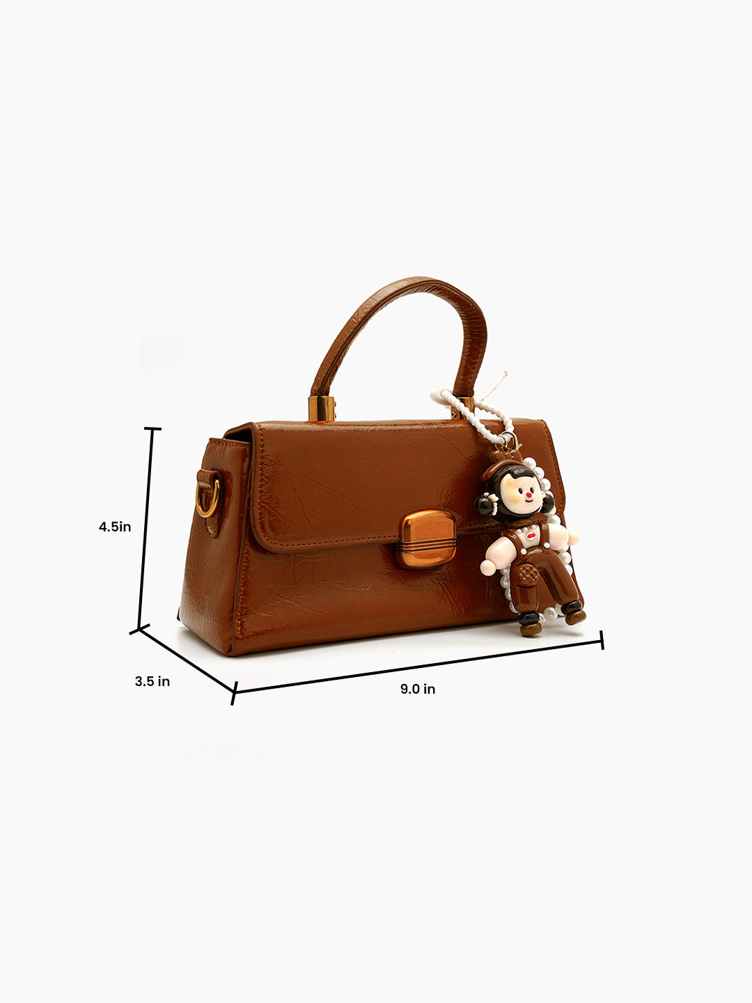 Serena Brown Gloss Leather Mini Bag - Swashaa