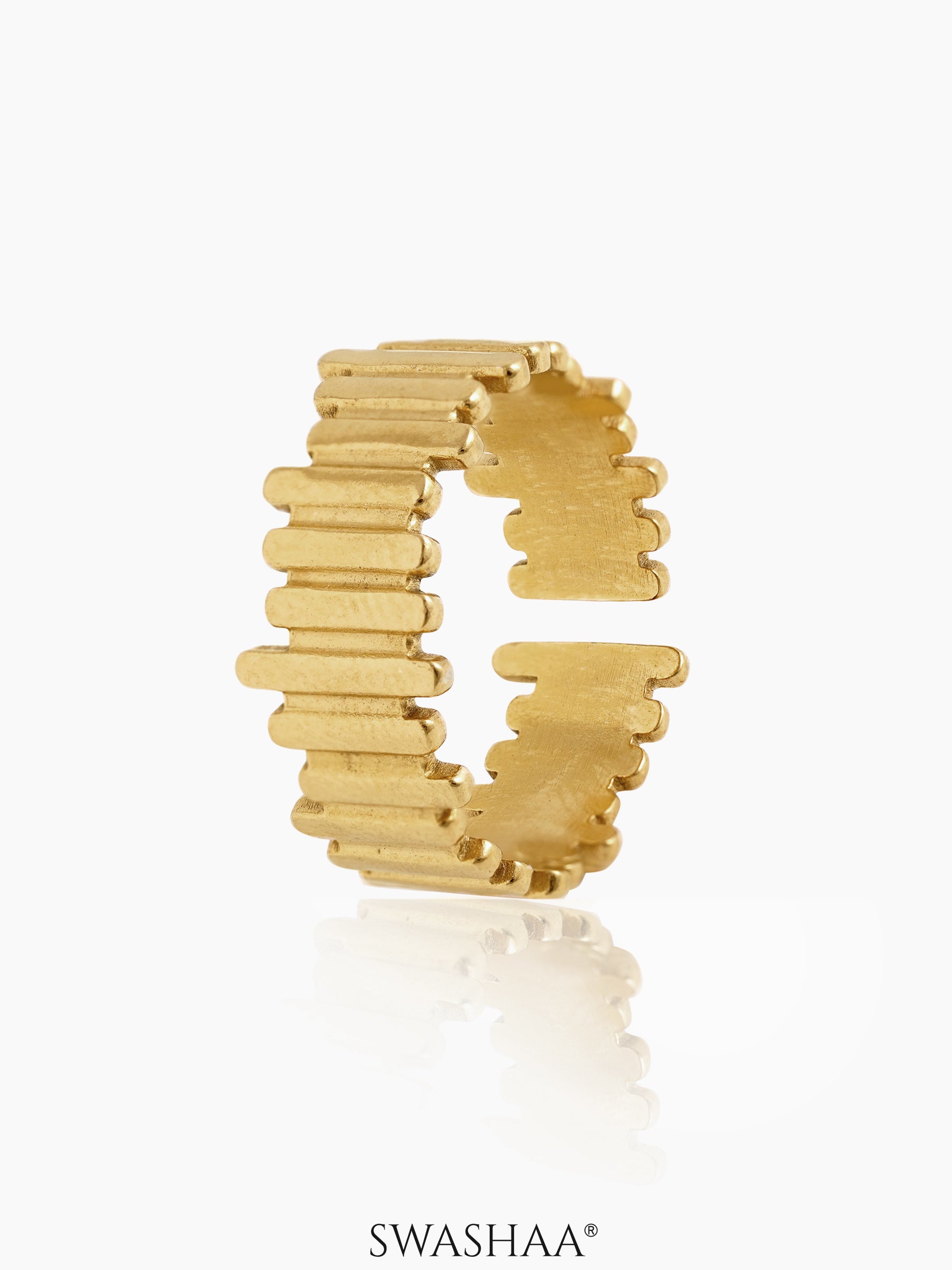 Shaila Ribbed Band Adjustable 18K Gold Plated Ring