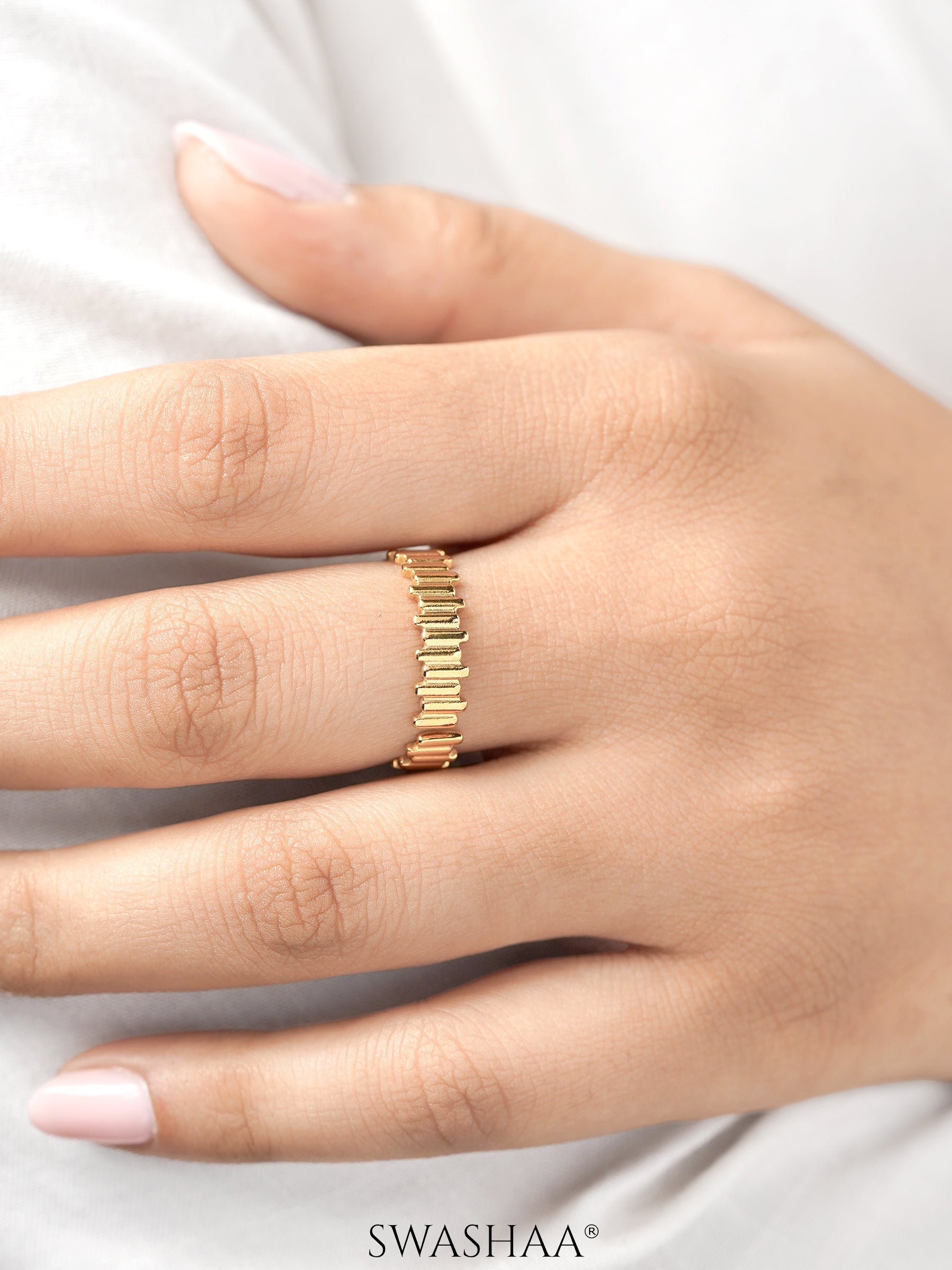 Shaila Ribbed Band Adjustable 18K Gold Plated Ring