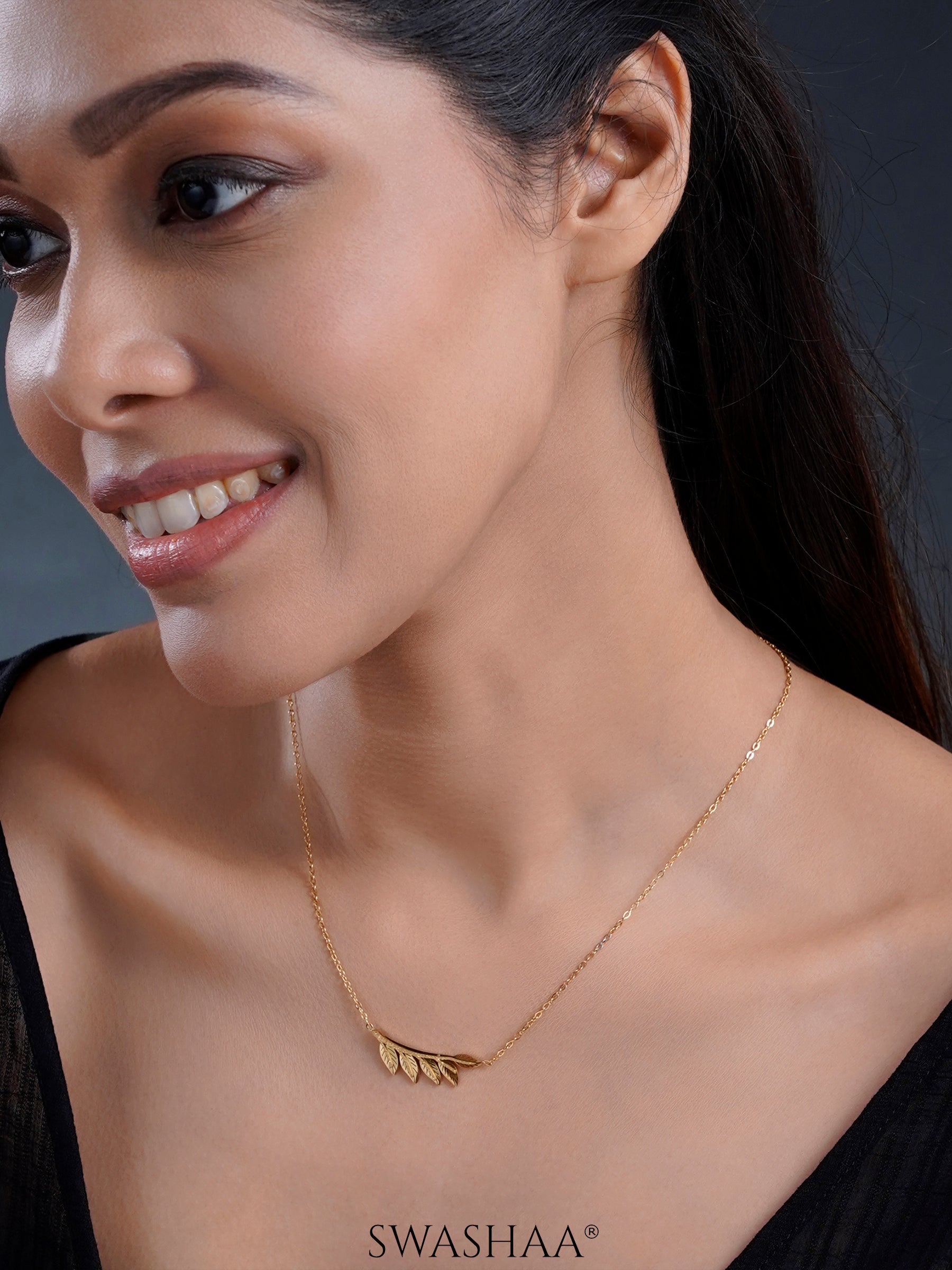 Shalakha Leaf Charm 18K Gold Plated Necklace