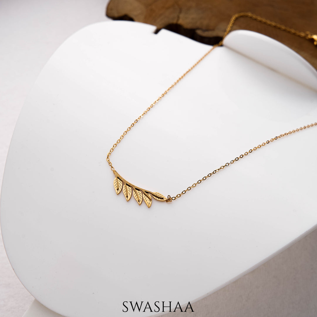 Shalakha Leaf 18K Gold Plated Necklace