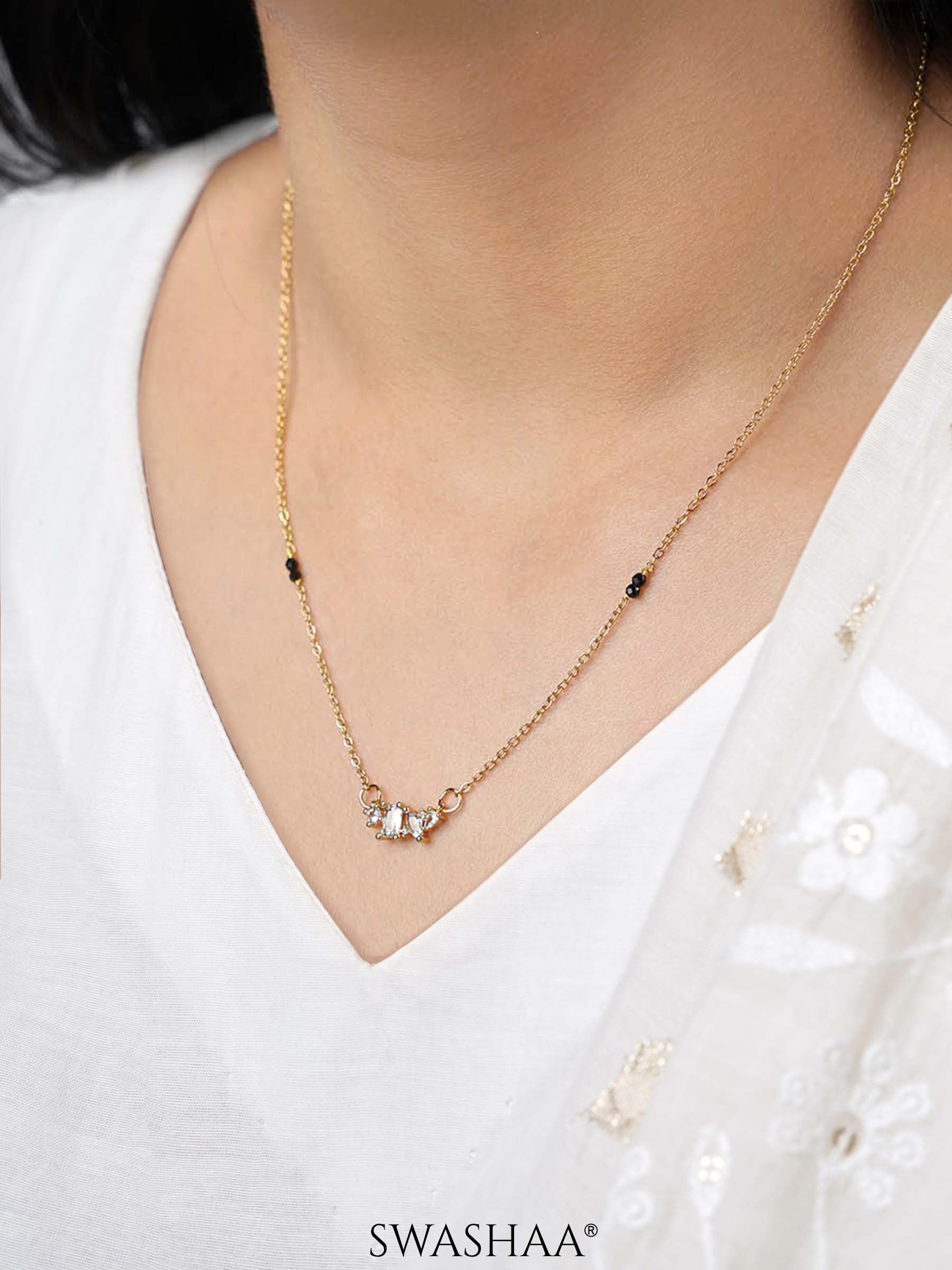 Shanvika Diamond Solitaire Minimal 18K Gold Plated Mangalsutra