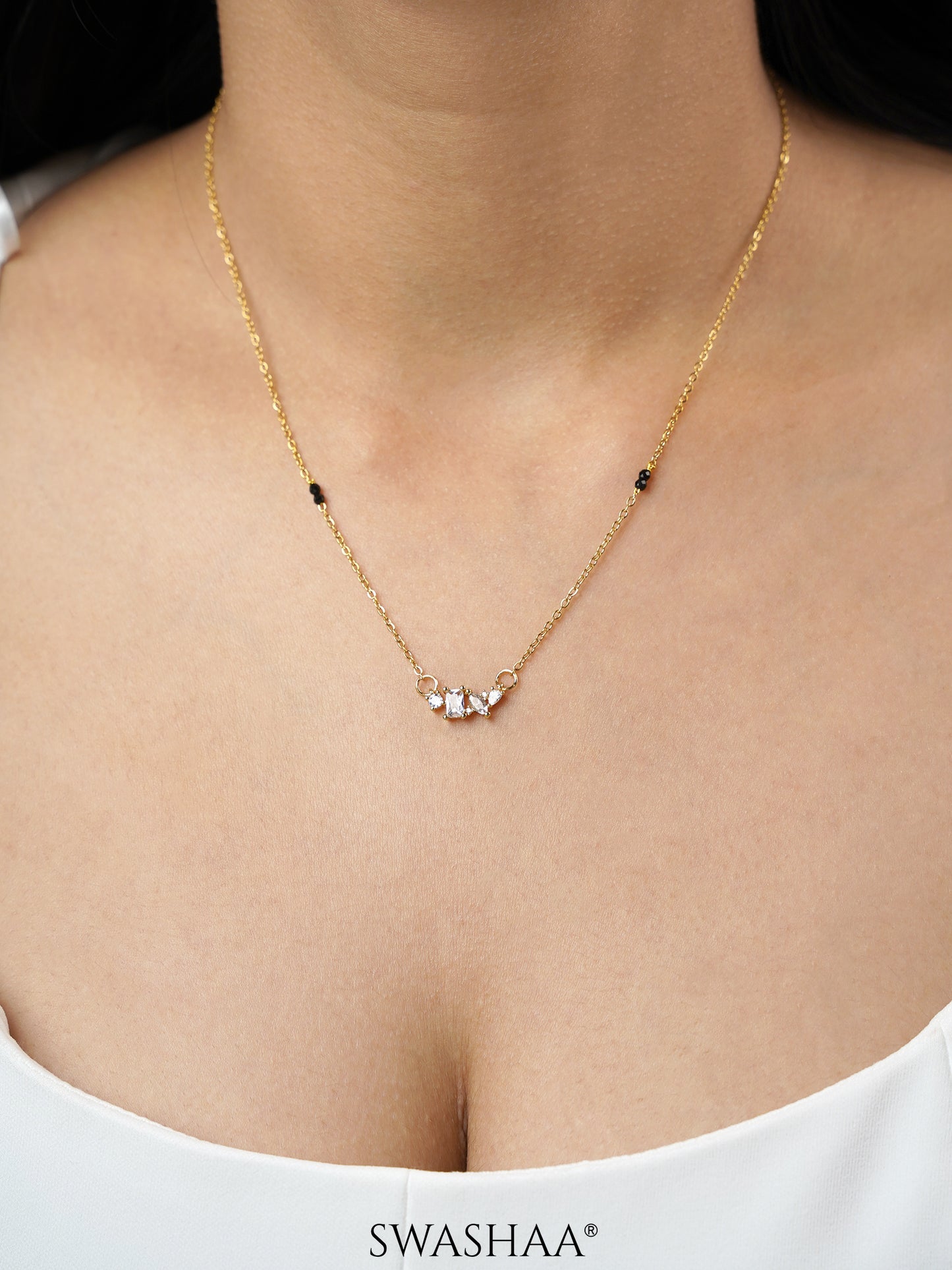 Shanvika Solitaire Diamond 18K Gold Plated Mangalsutra