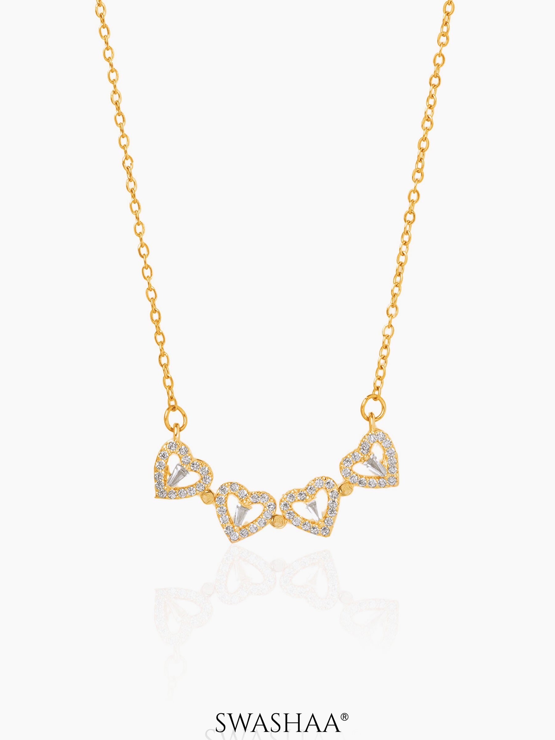 Shiny Leaf Flowe Clover Charm 18K Gold Plated Chain Pendant Necklace