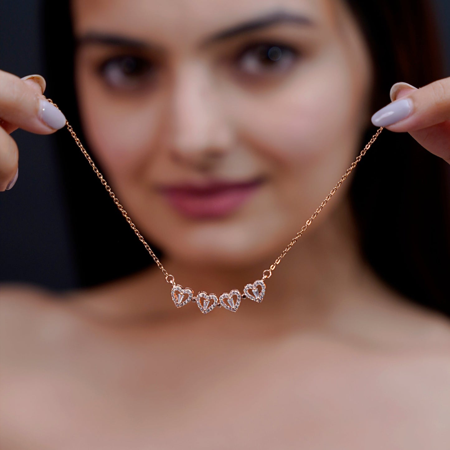 Shiny Clover Rosegold Plated Necklace