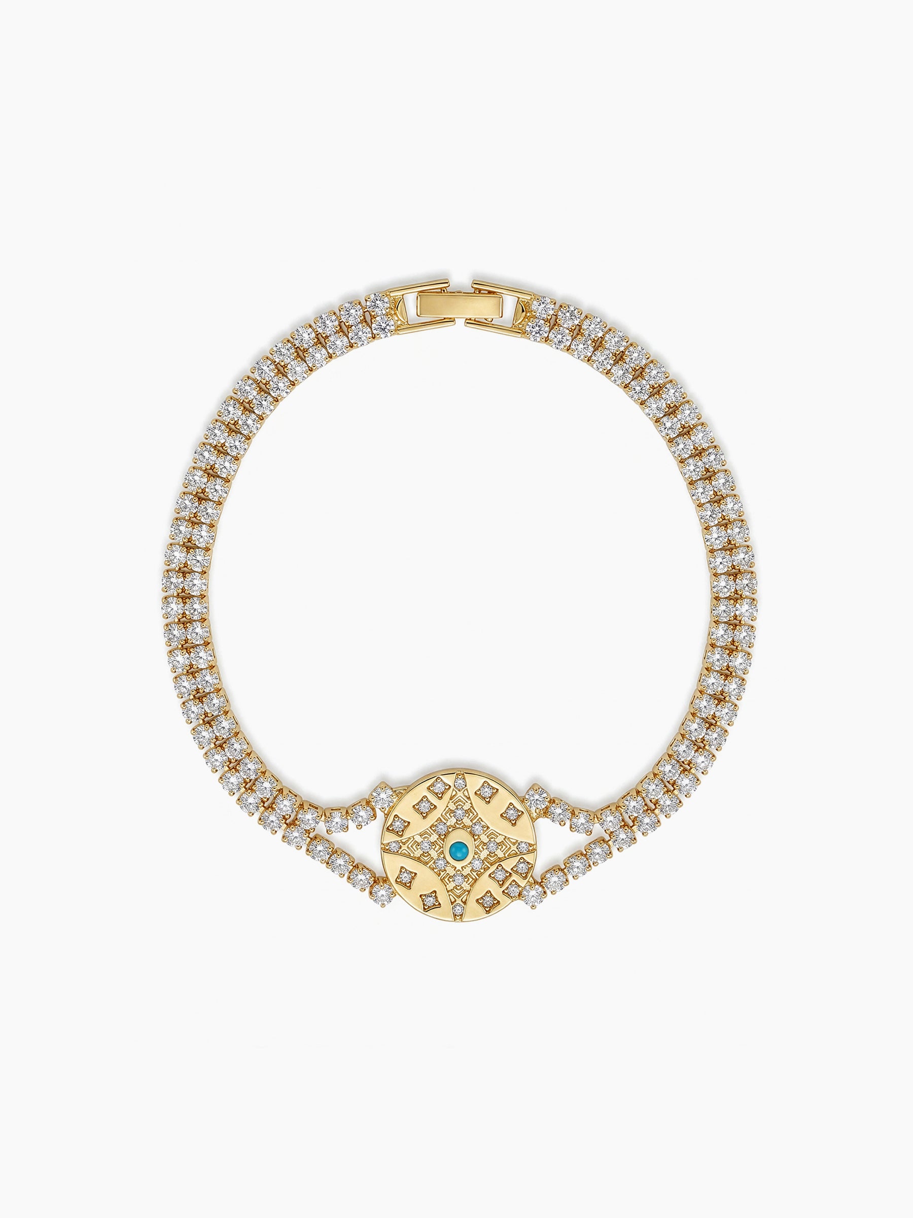 Shubh Textured 18K Gold Plated Diamond Tennis Rakhi